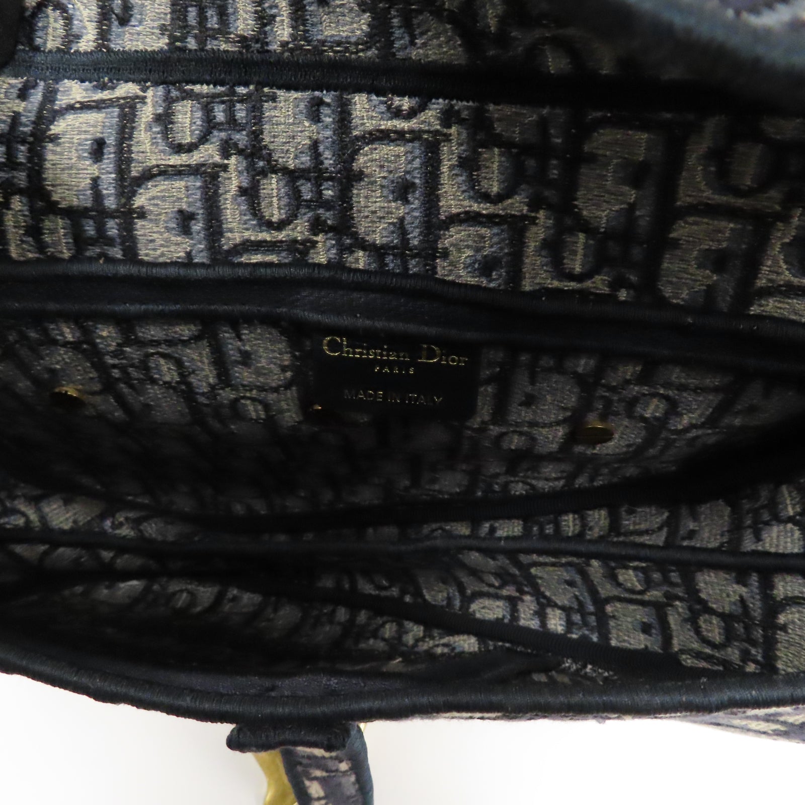 Dior 帆布Saddle金扣肩背袋藍色