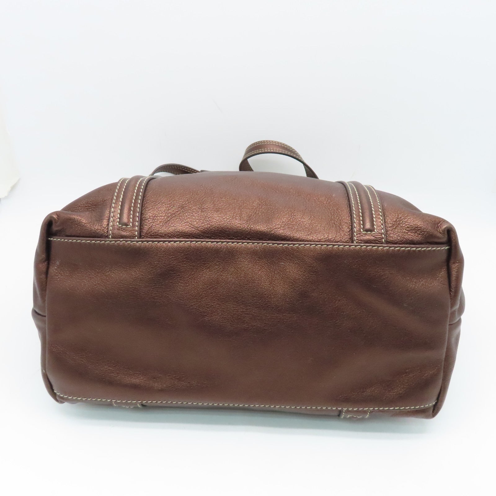 D&G cowhide leather Tote Bag gold buckle handle bag brown