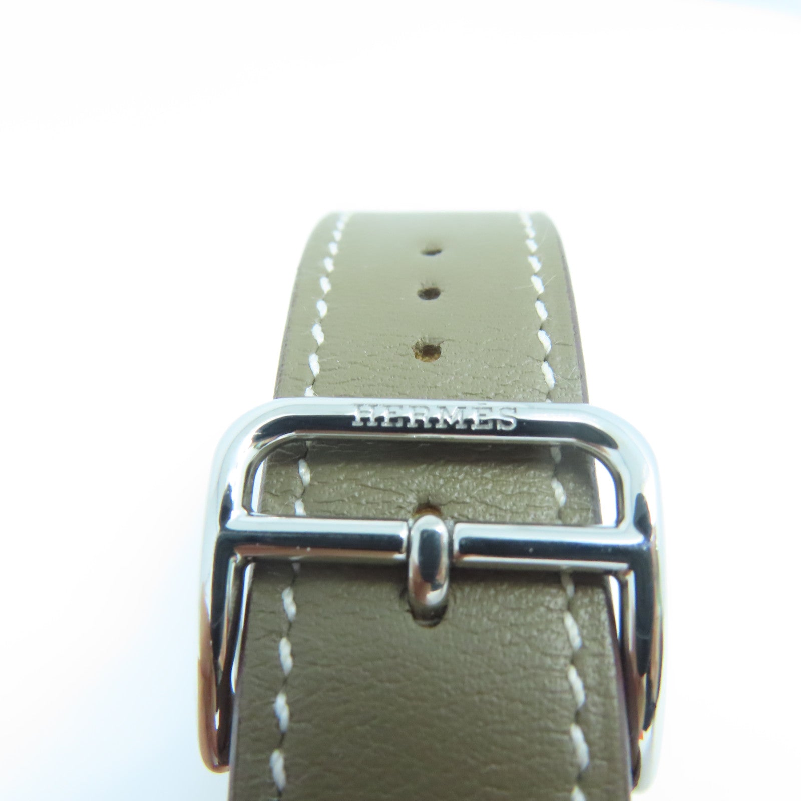 HERMES Cape Cod Watch不鏽鋼/Swift皮革帶手錶石英機芯大象灰