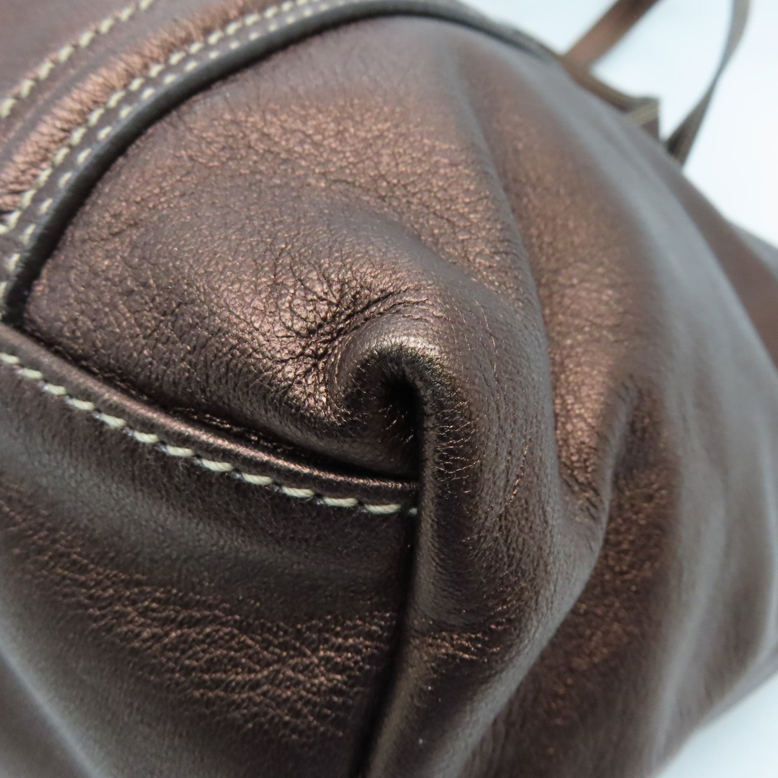 D&G cowhide leather Tote Bag gold buckle handle bag brown