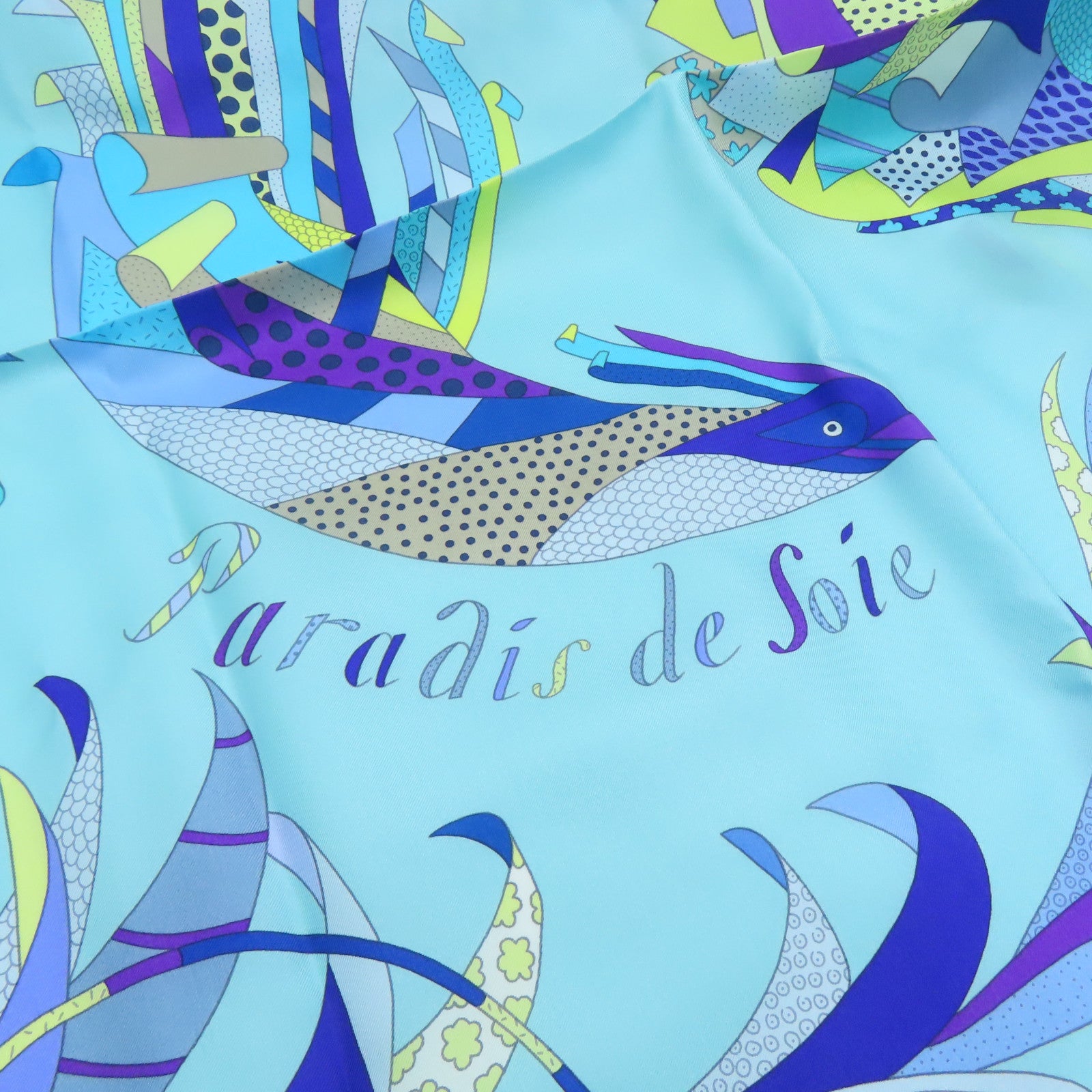 HERMES 絲質Scarf 140x140絲巾藍色/黃色