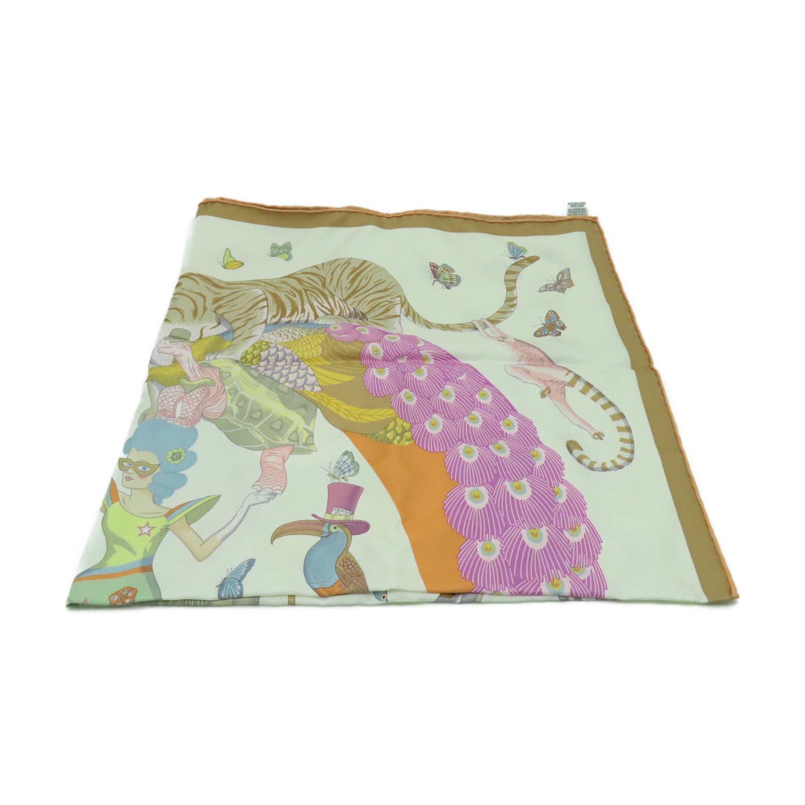 HERMES 絲質Scarf 90x90絲巾白色/啡色/彩色