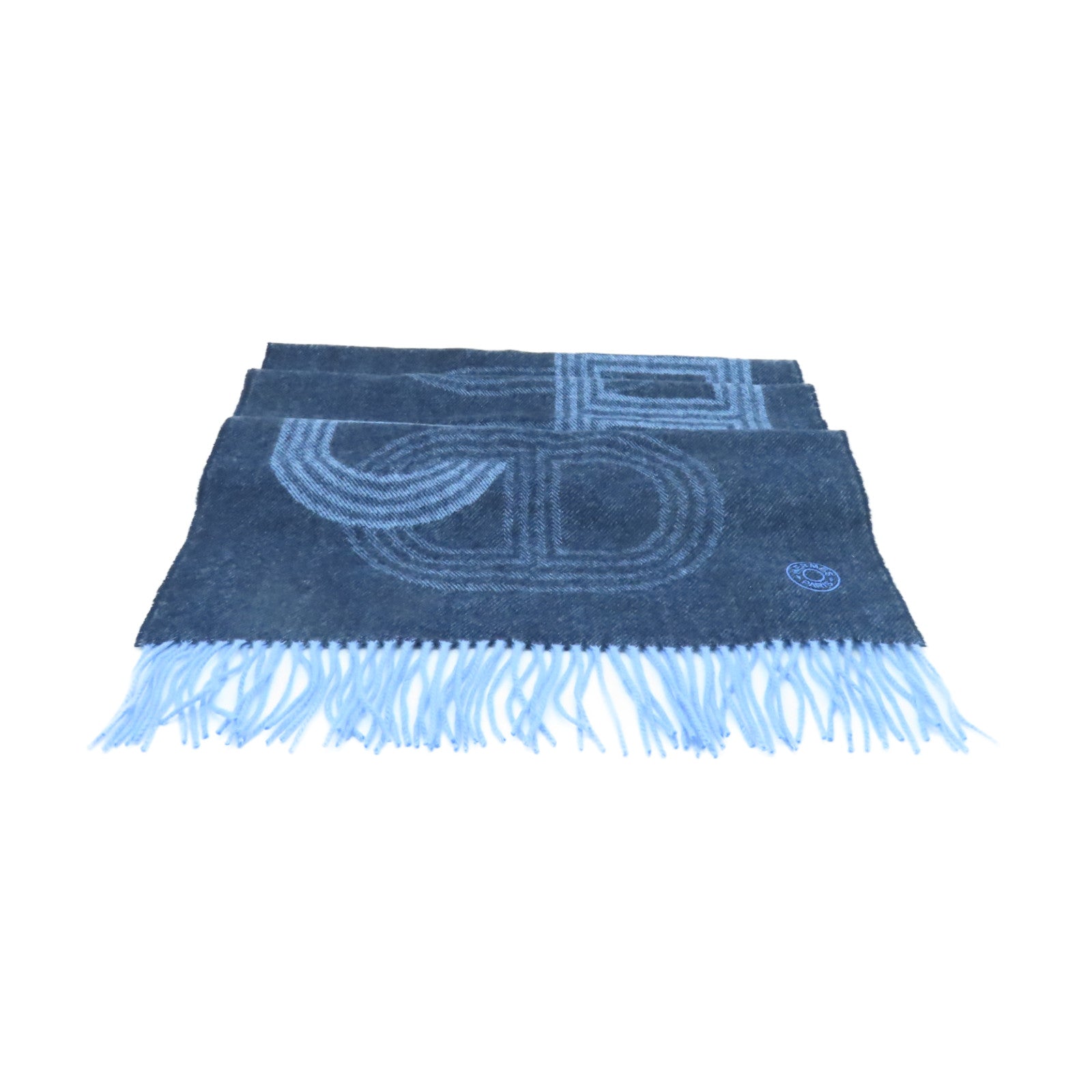 HERMES 【激減優惠】羊絨Scarf圍巾淺藍色/深藍色