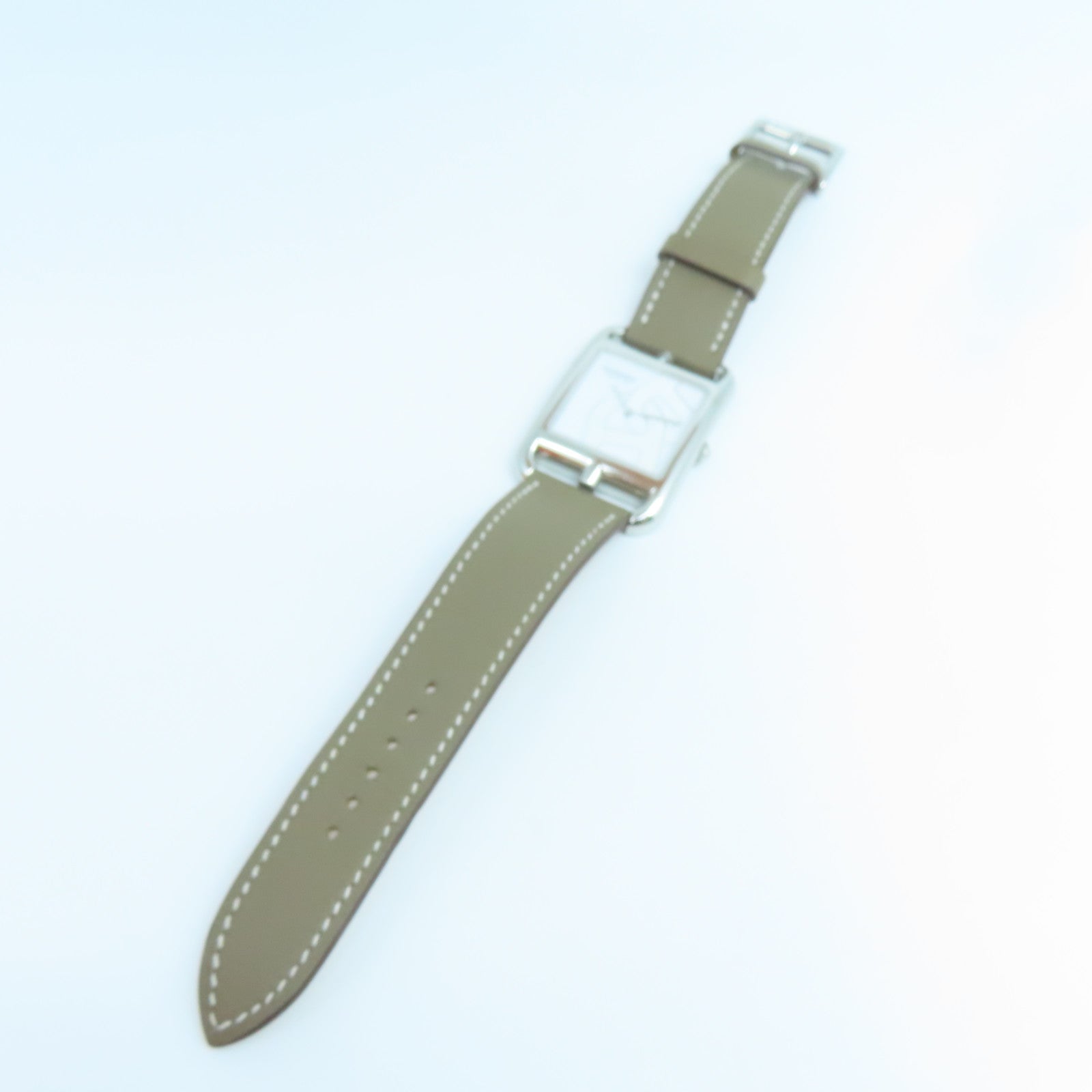 HERMES Cape Cod Watch不鏽鋼/Swift皮革帶手錶石英機芯大象灰