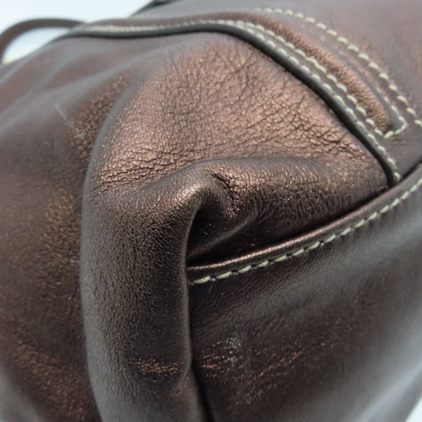 D&G cowhide leather Tote Bag gold buckle handle bag brown