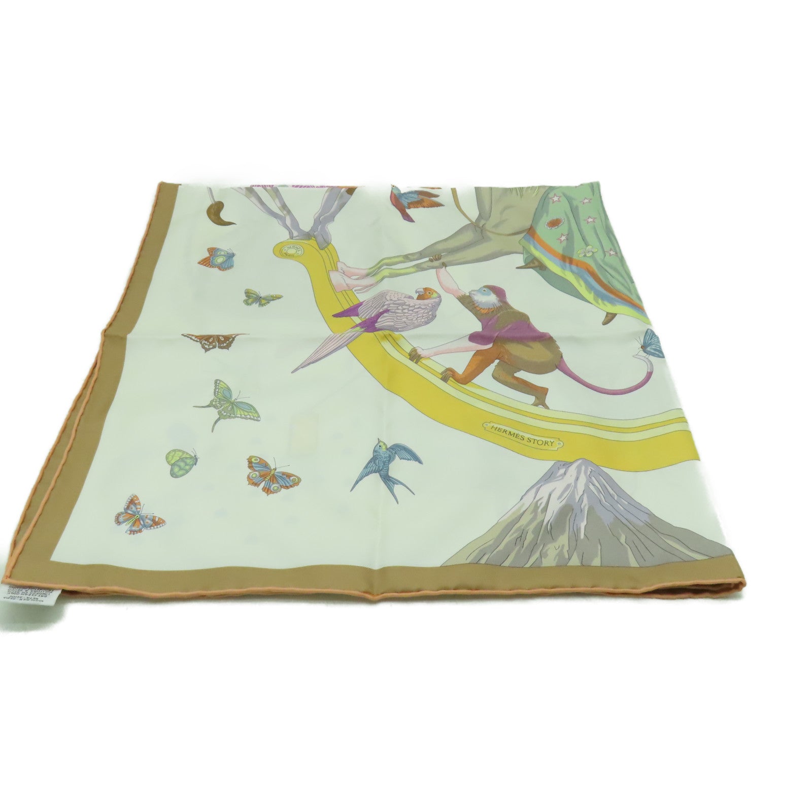 HERMES 絲質Scarf 90x90絲巾白色/啡色/彩色