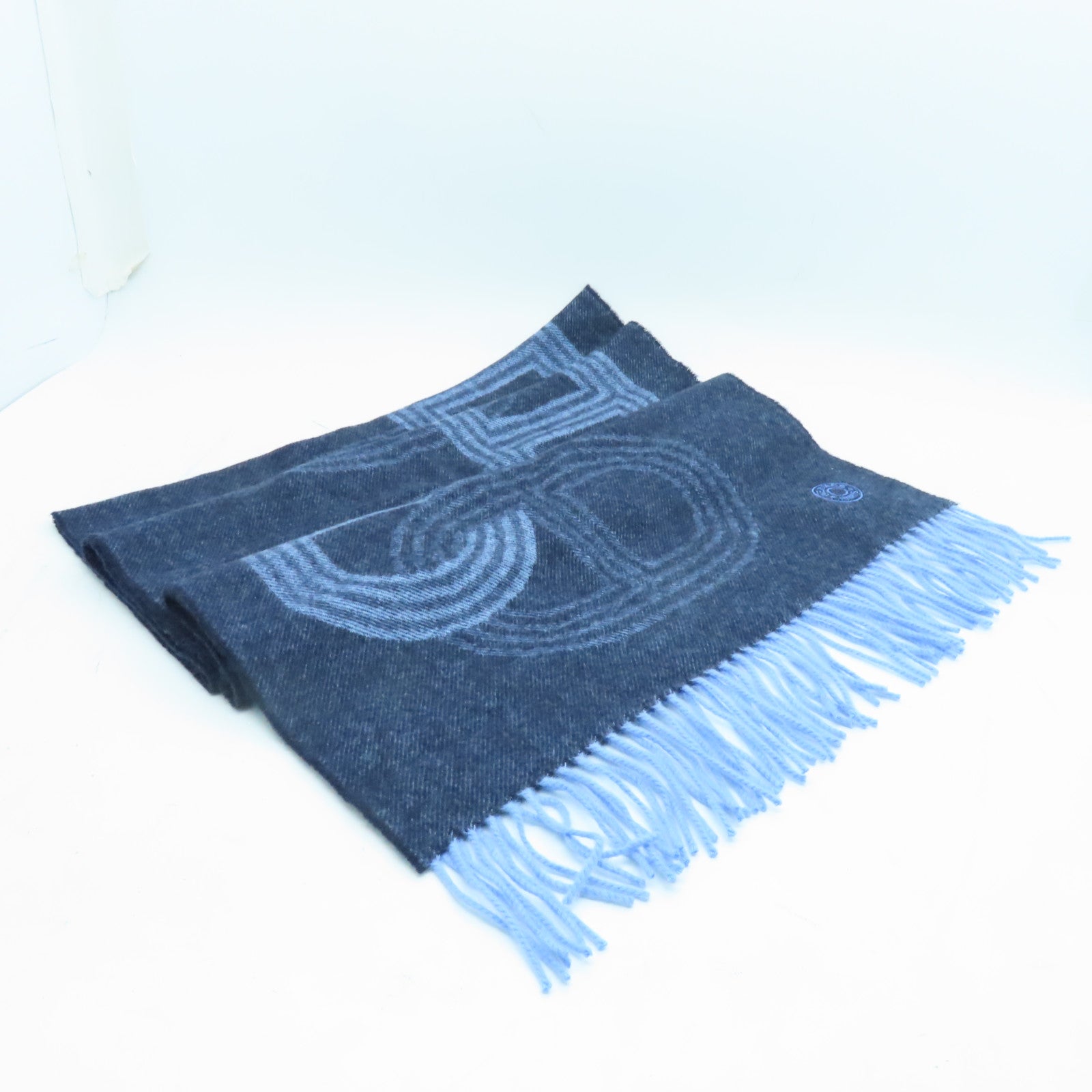 HERMES 【激減優惠】羊絨Scarf圍巾淺藍色/深藍色