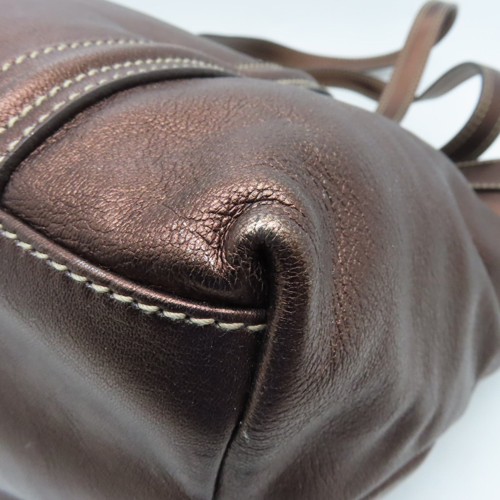 D&G cowhide leather Tote Bag gold buckle handle bag brown