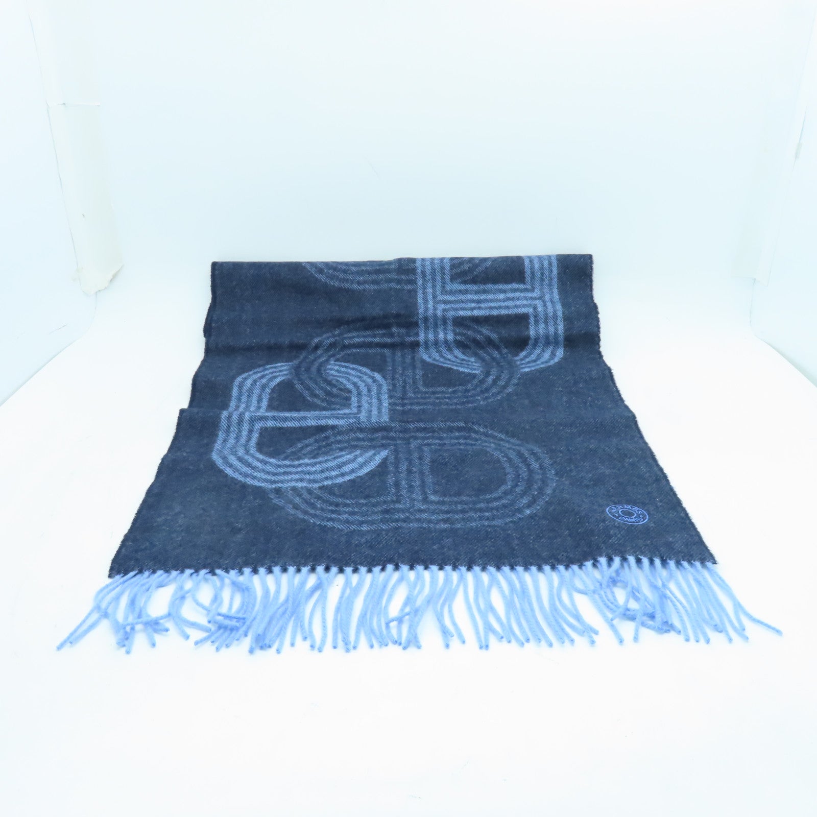 HERMES 【激減優惠】羊絨Scarf圍巾淺藍色/深藍色