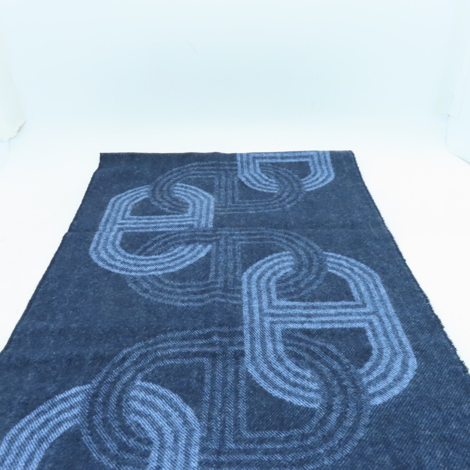 HERMES 【激減優惠】羊絨Scarf圍巾淺藍色/深藍色