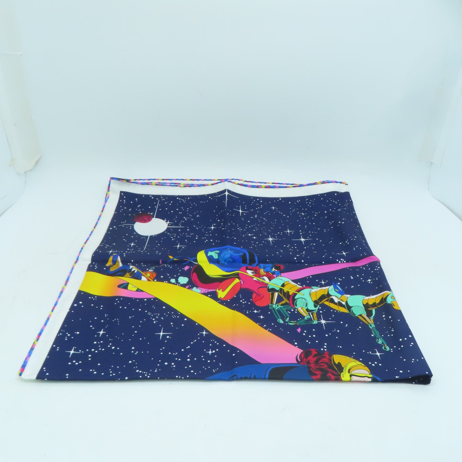 HERMES 絲質Scarf 90x90絲巾深藍色/彩色