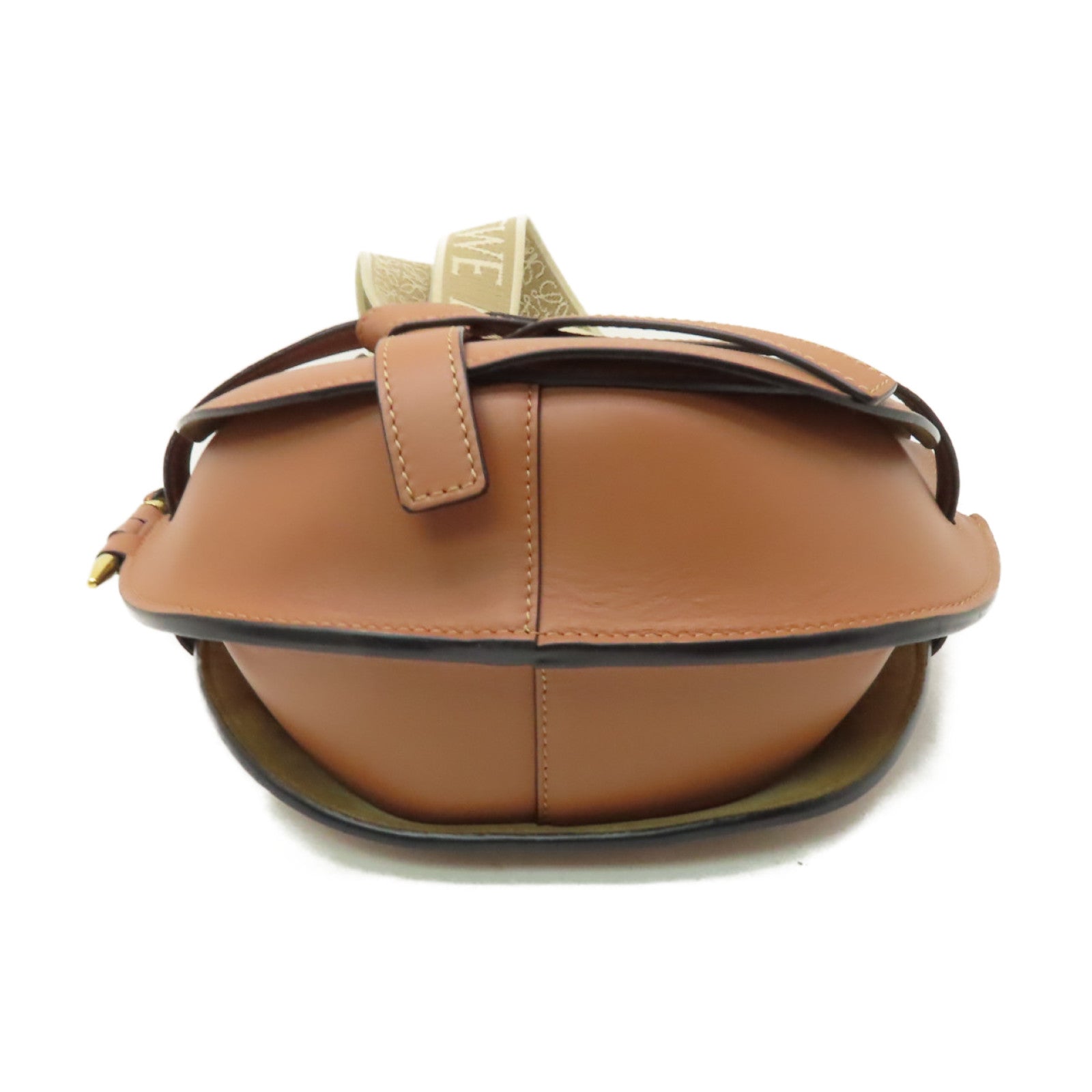 LOEWE 牛皮皮革Small Gate Bag金扣肩背袋啡色
