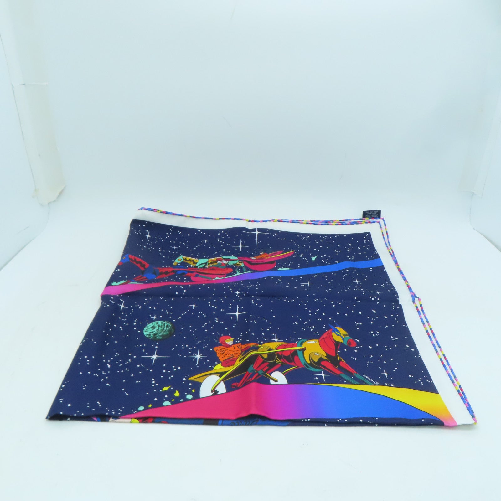 HERMES 絲質Scarf 90x90絲巾深藍色/彩色