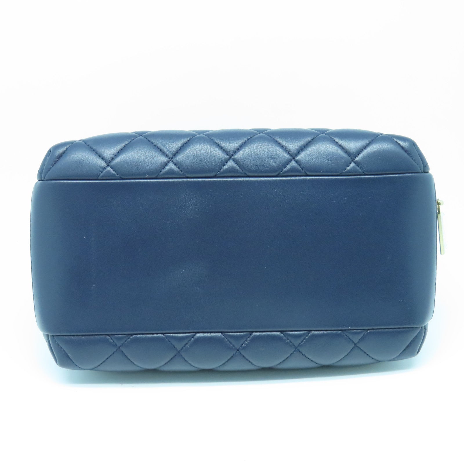 CHANEL 菱格羊皮皮革2way Shoulder Bag金扣手挽肩背兩用袋深藍色