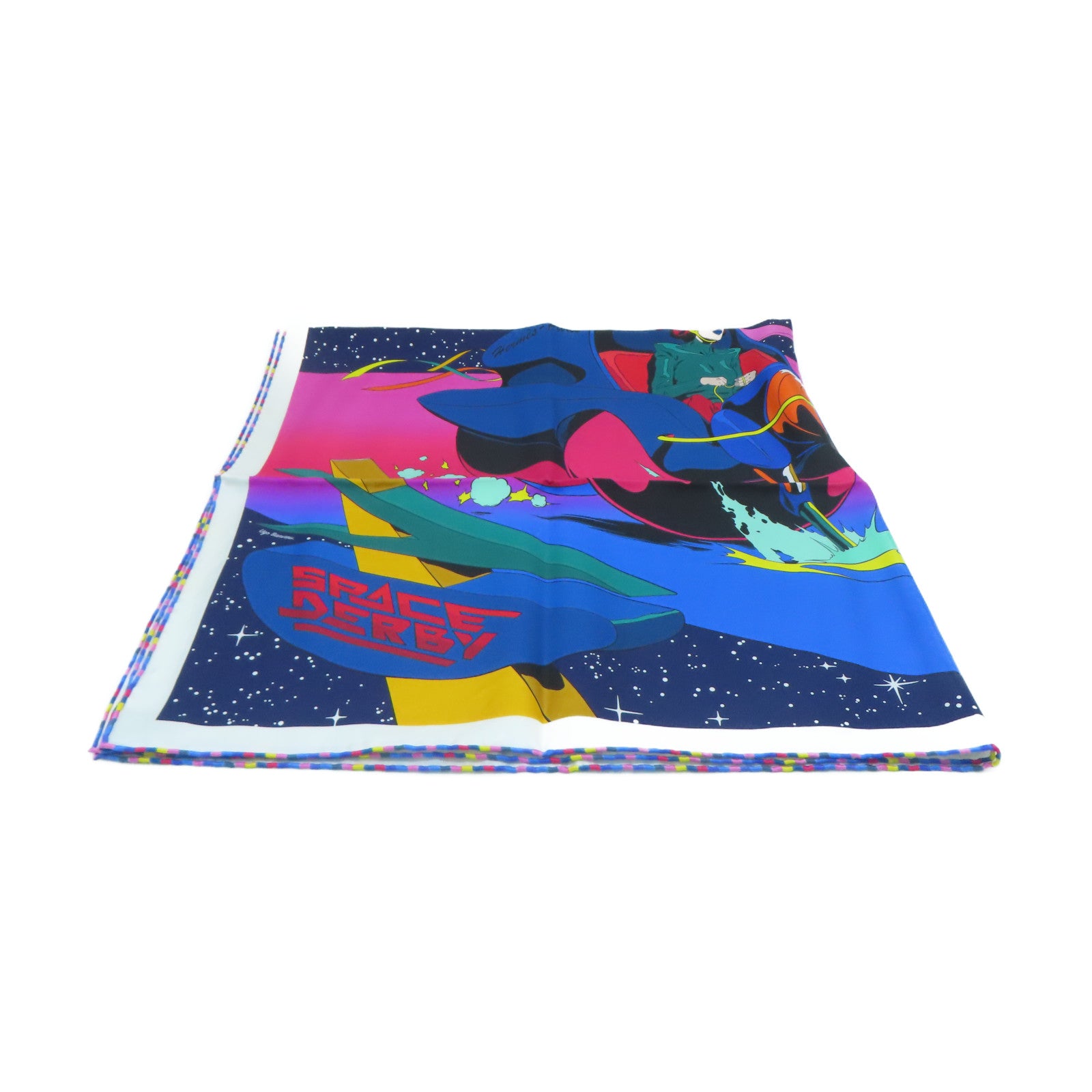HERMES 絲質Scarf 90x90絲巾深藍色/彩色