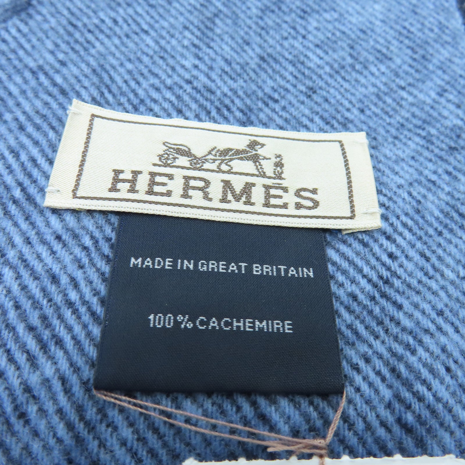 HERMES 【激減優惠】羊絨Scarf圍巾淺藍色/深藍色