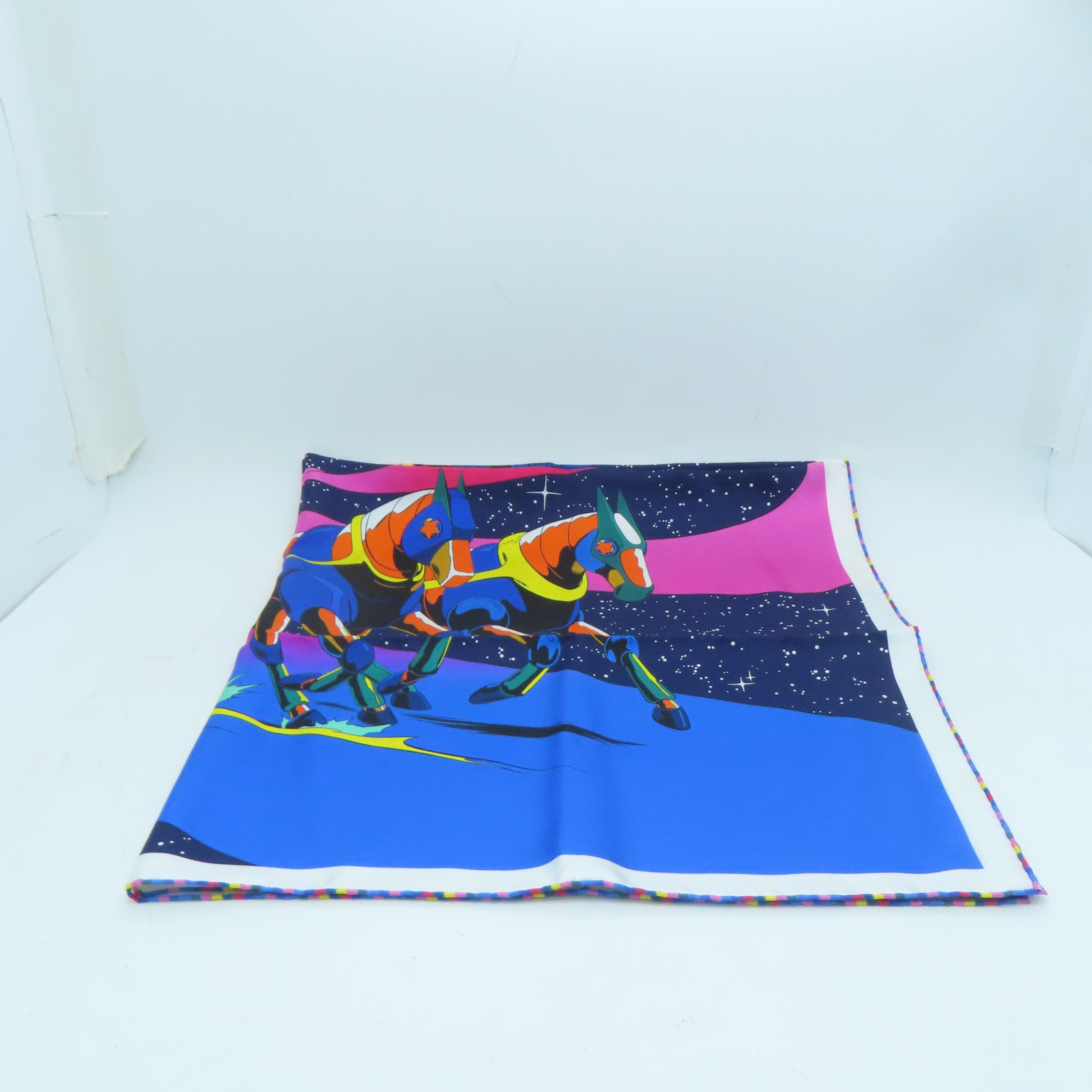 HERMES 絲質Scarf 90x90絲巾深藍色/彩色