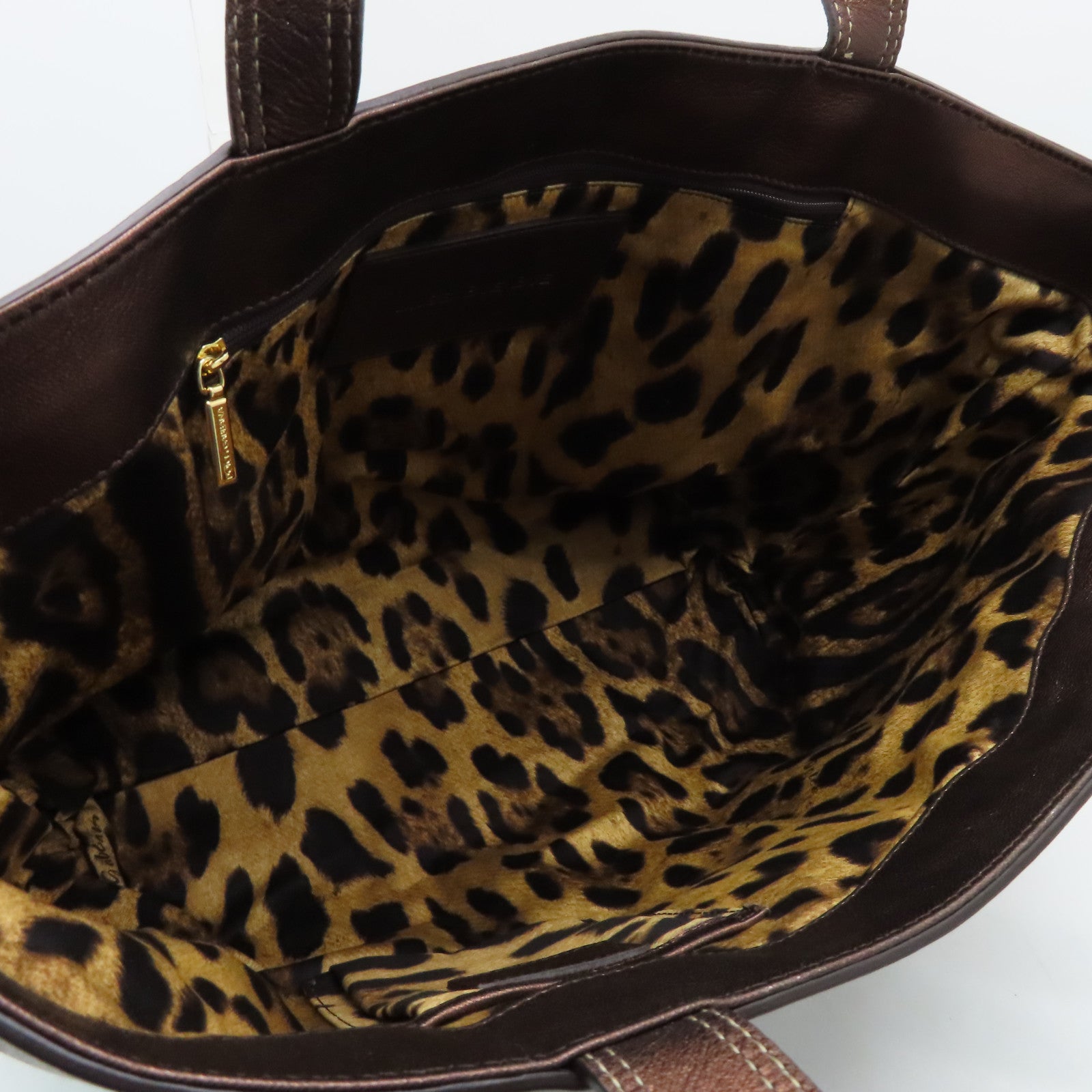 D&G cowhide leather Tote Bag gold buckle handle bag brown