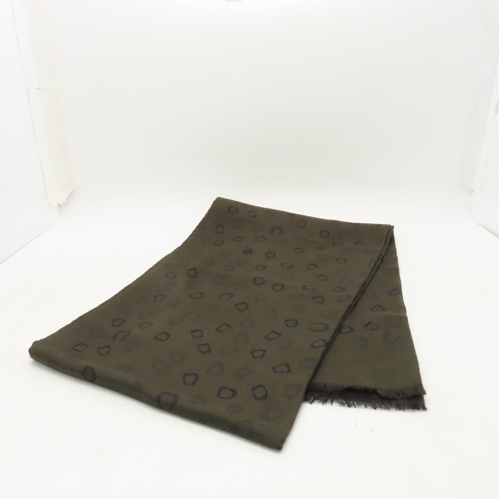 HERMES Cashmere/絲質Stole披肩深藍色/卡其色