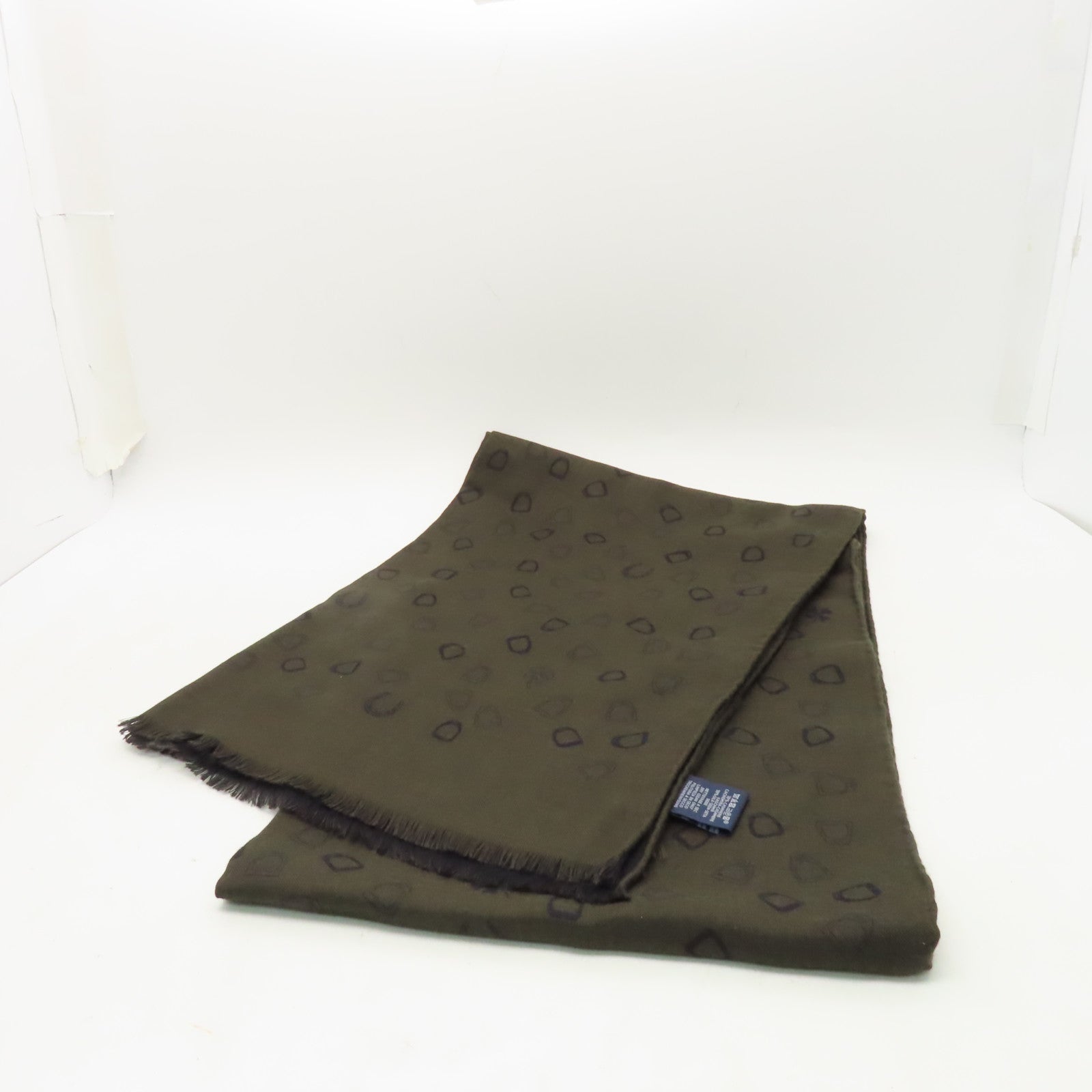 HERMES Cashmere/絲質Stole披肩深藍色/卡其色
