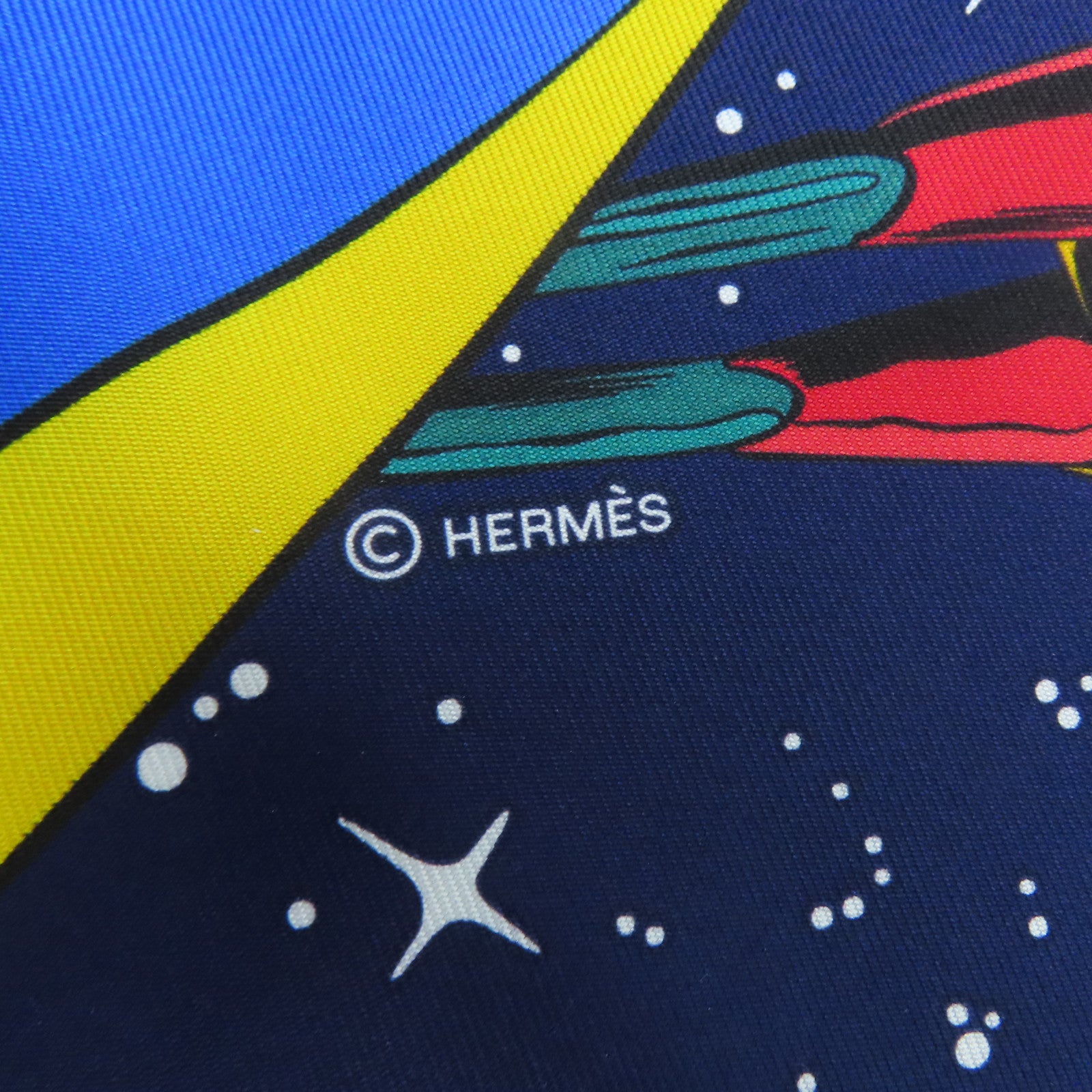 HERMES 絲質Scarf 90x90絲巾深藍色/彩色