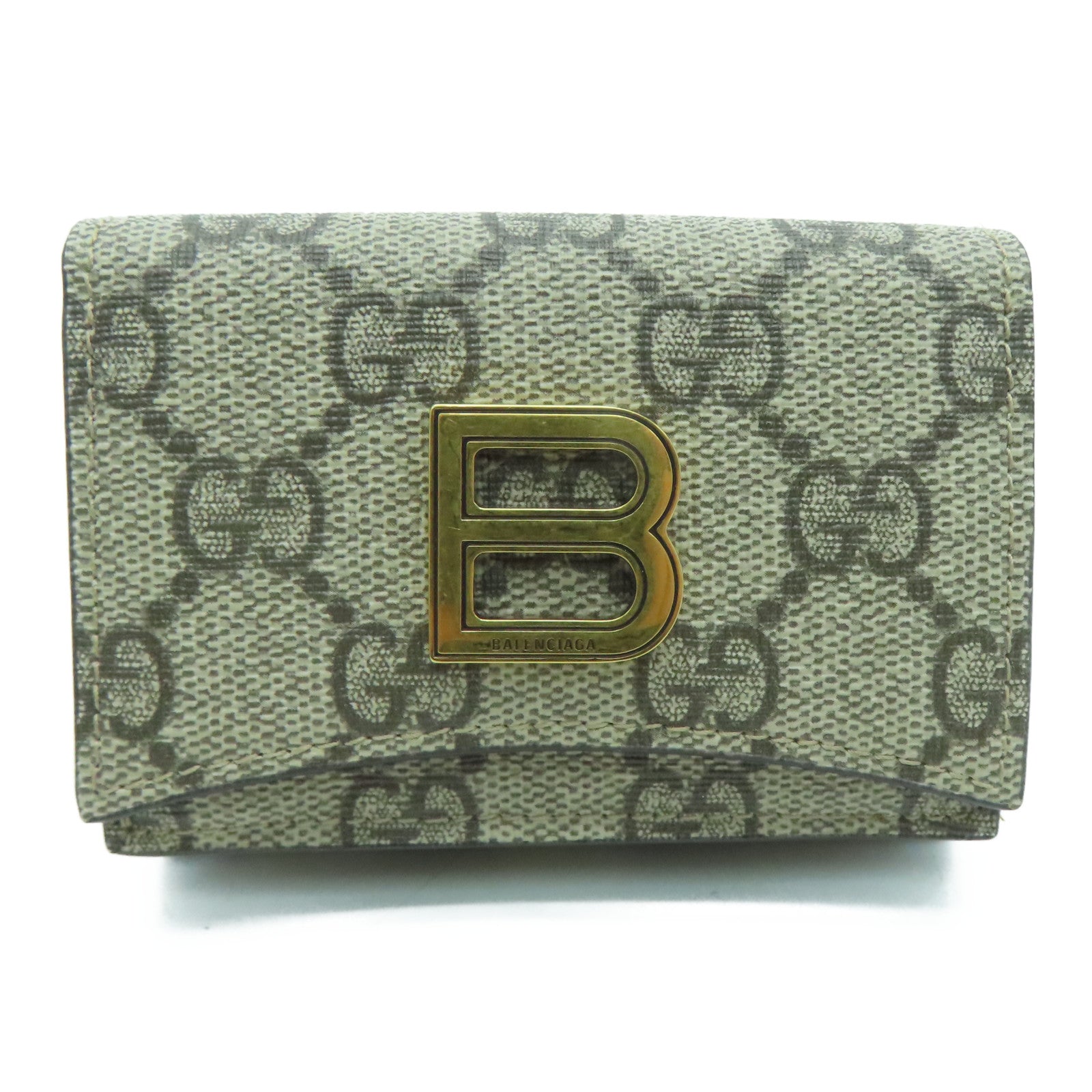 GUCCI Coated Canvas The Hacker Project Wallet Gold Buckle Wallet Brown