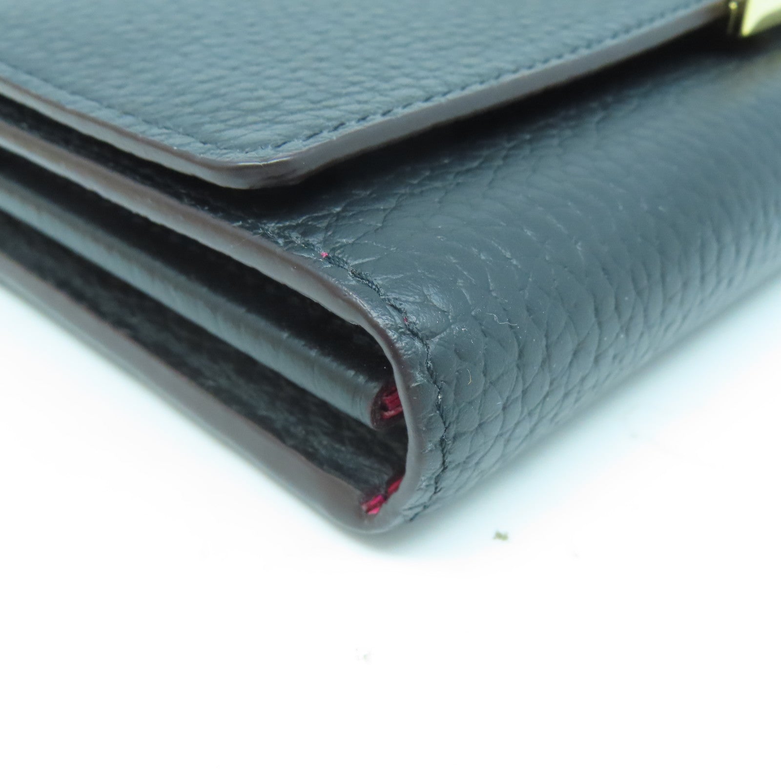 LOUIS VUITTON 牛皮皮革Capucines Wallet金扣長錢包黑色