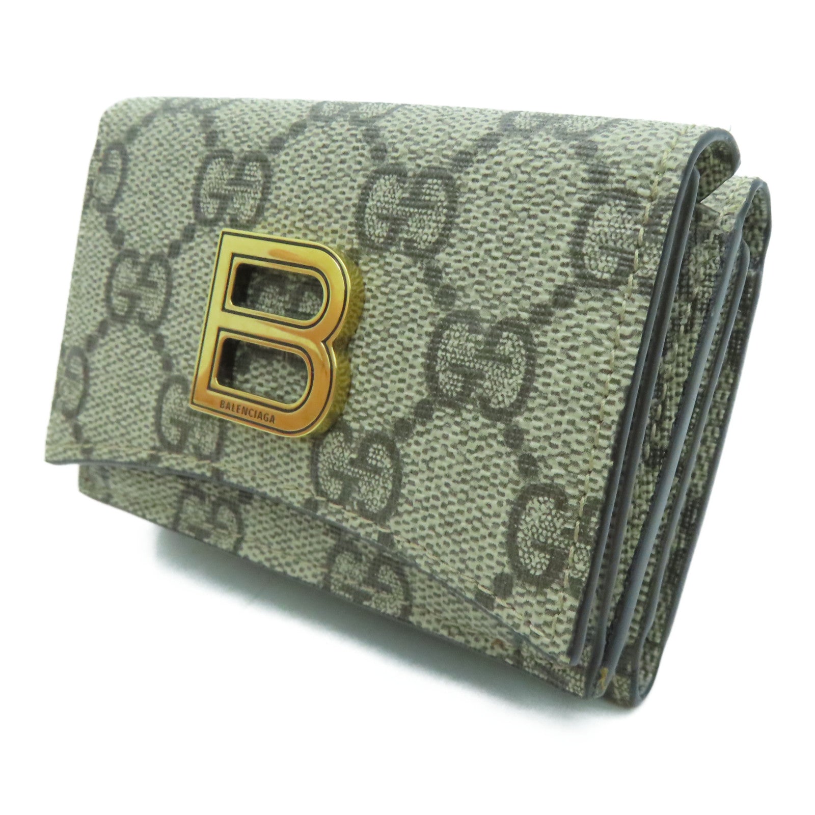 GUCCI Coated Canvas The Hacker Project Wallet Gold Buckle Wallet Brown