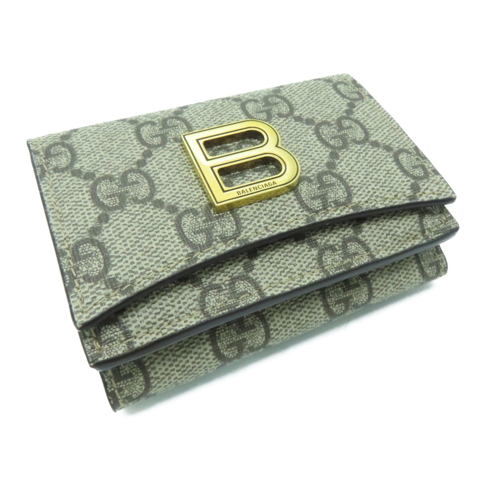 GUCCI Coated Canvas The Hacker Project Wallet Gold Buckle Wallet Brown