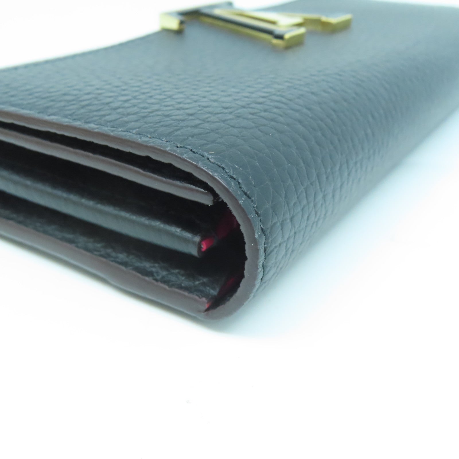 LOUIS VUITTON 牛皮皮革Capucines Wallet金扣長錢包黑色