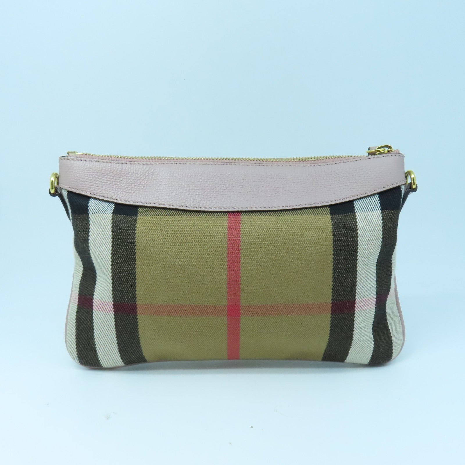 BURBERRY 帆布/牛皮皮革Shoulder Bag金扣肩背袋啡色/粉紅色