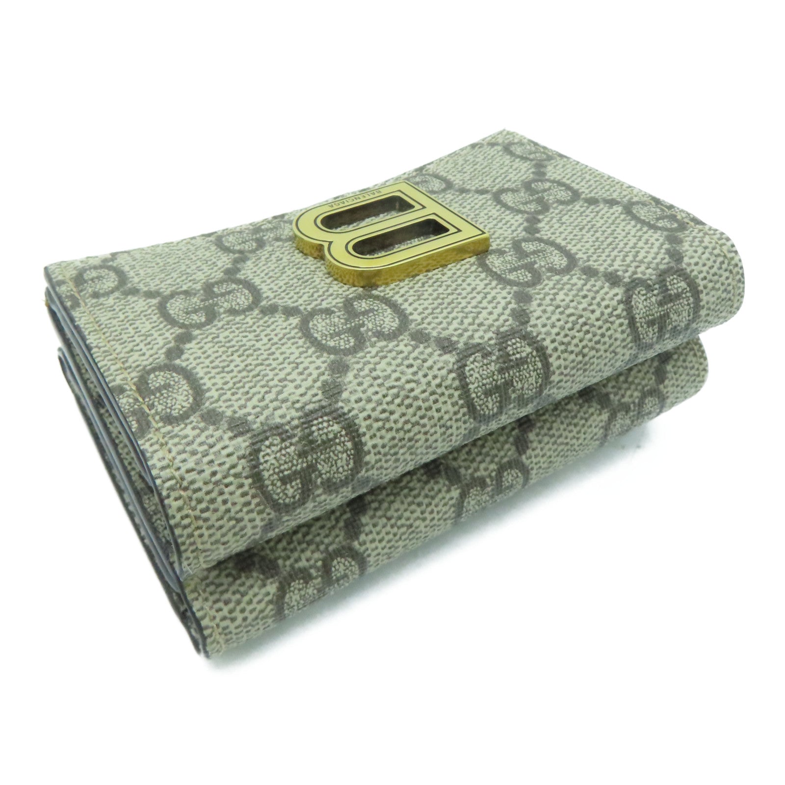 GUCCI Coated Canvas The Hacker Project Wallet Gold Buckle Wallet Brown