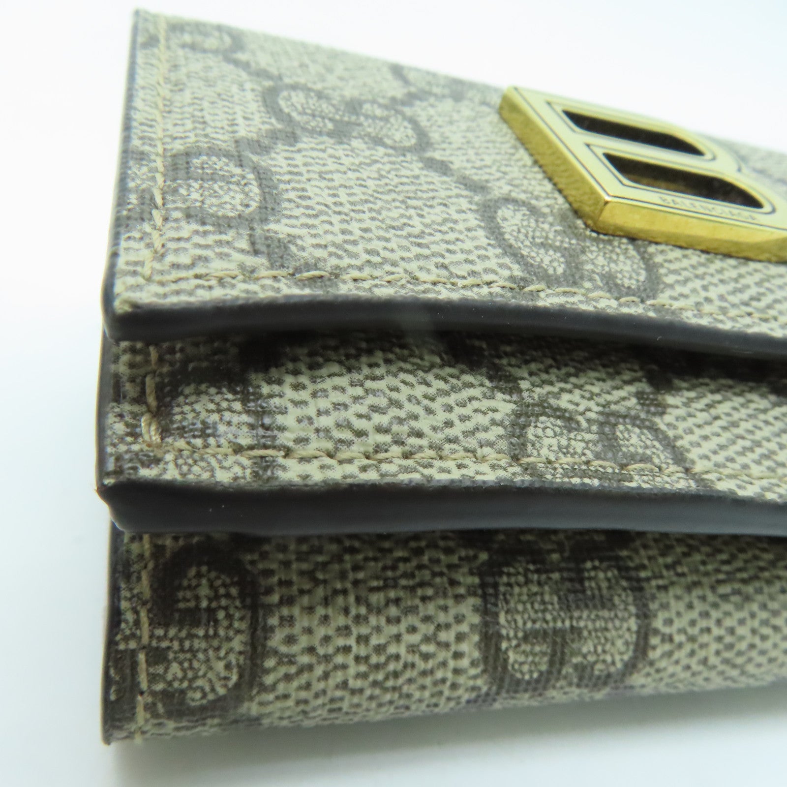 GUCCI Coated Canvas The Hacker Project Wallet Gold Buckle Wallet Brown