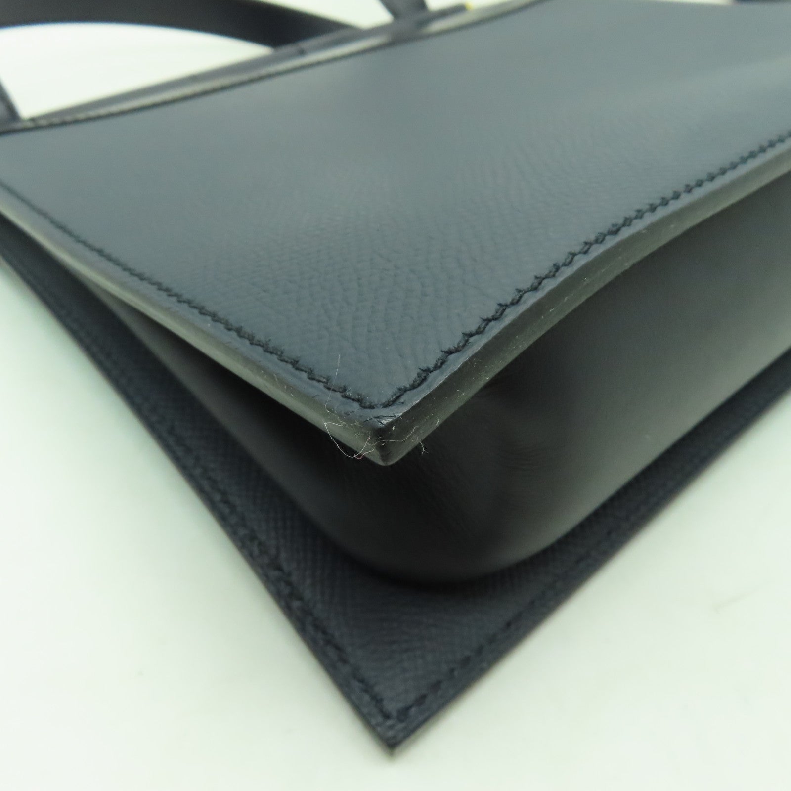 HERMES Epsom皮革Sacabar金扣肩背袋深藍色