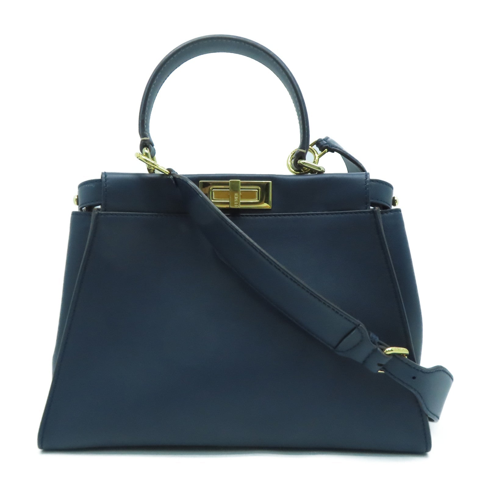 FENDI 【激減優惠】牛皮皮革Peekaboo手挽肩背兩用袋藍色
