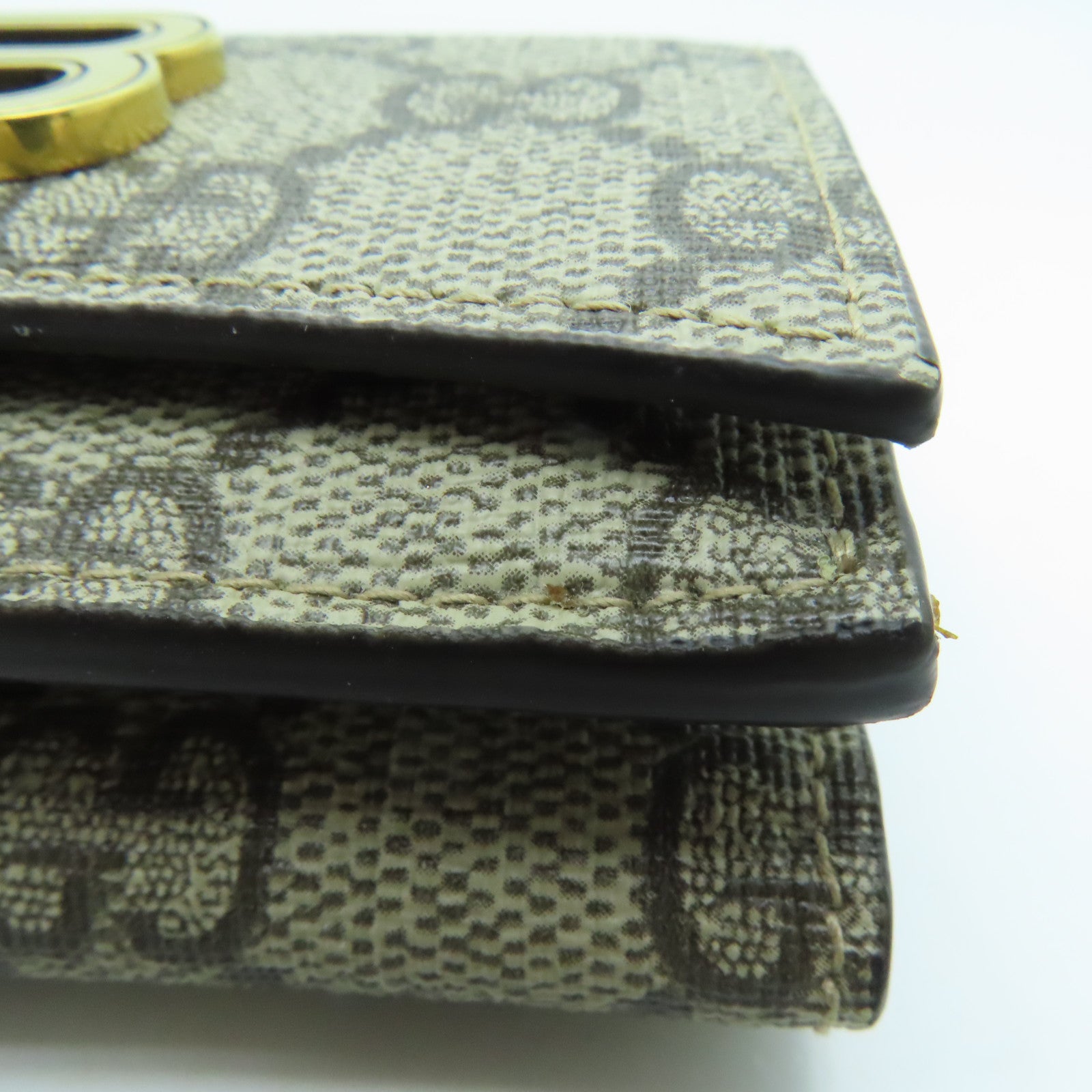 GUCCI Coated Canvas The Hacker Project Wallet Gold Buckle Wallet Brown
