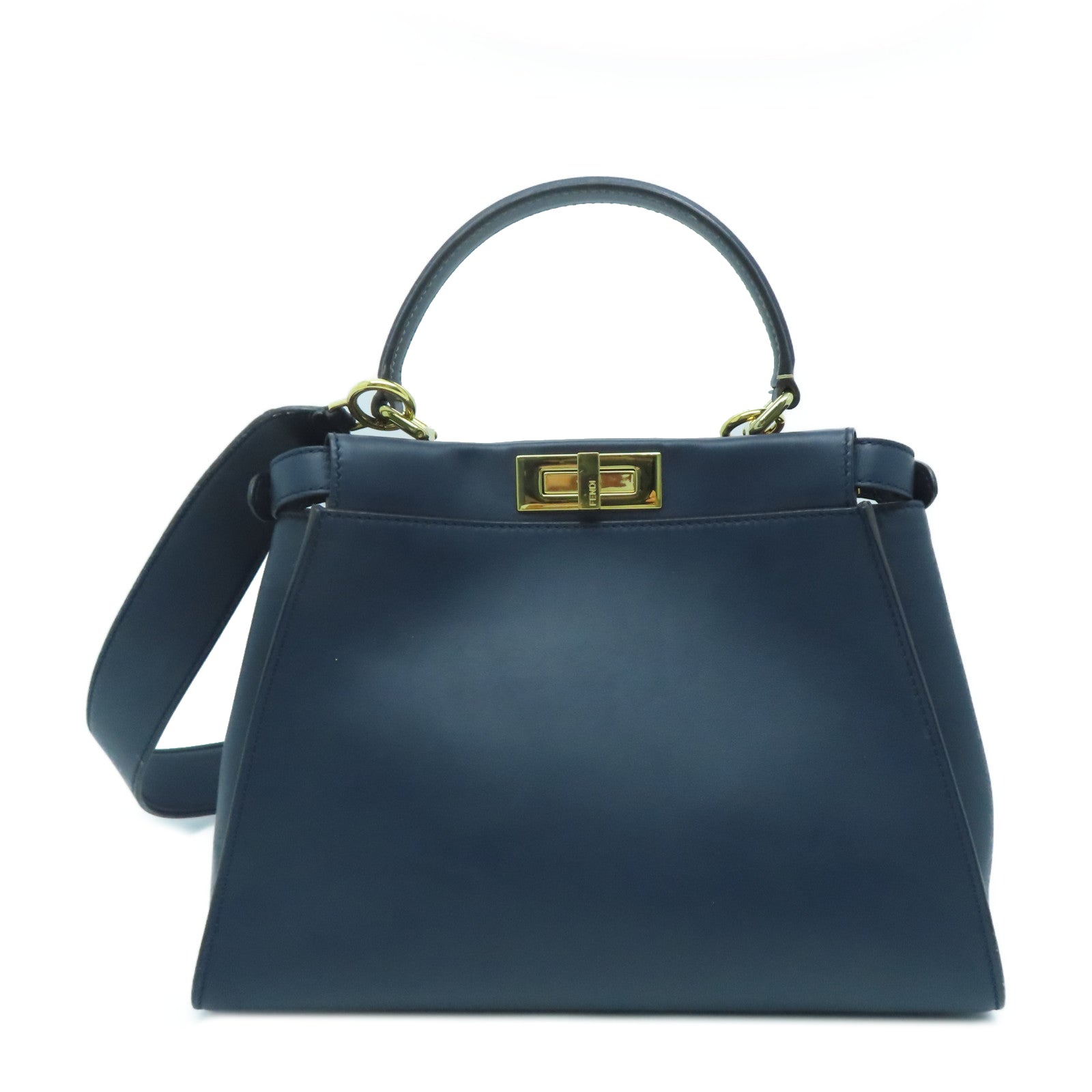 FENDI 【激減優惠】牛皮皮革Peekaboo手挽肩背兩用袋藍色