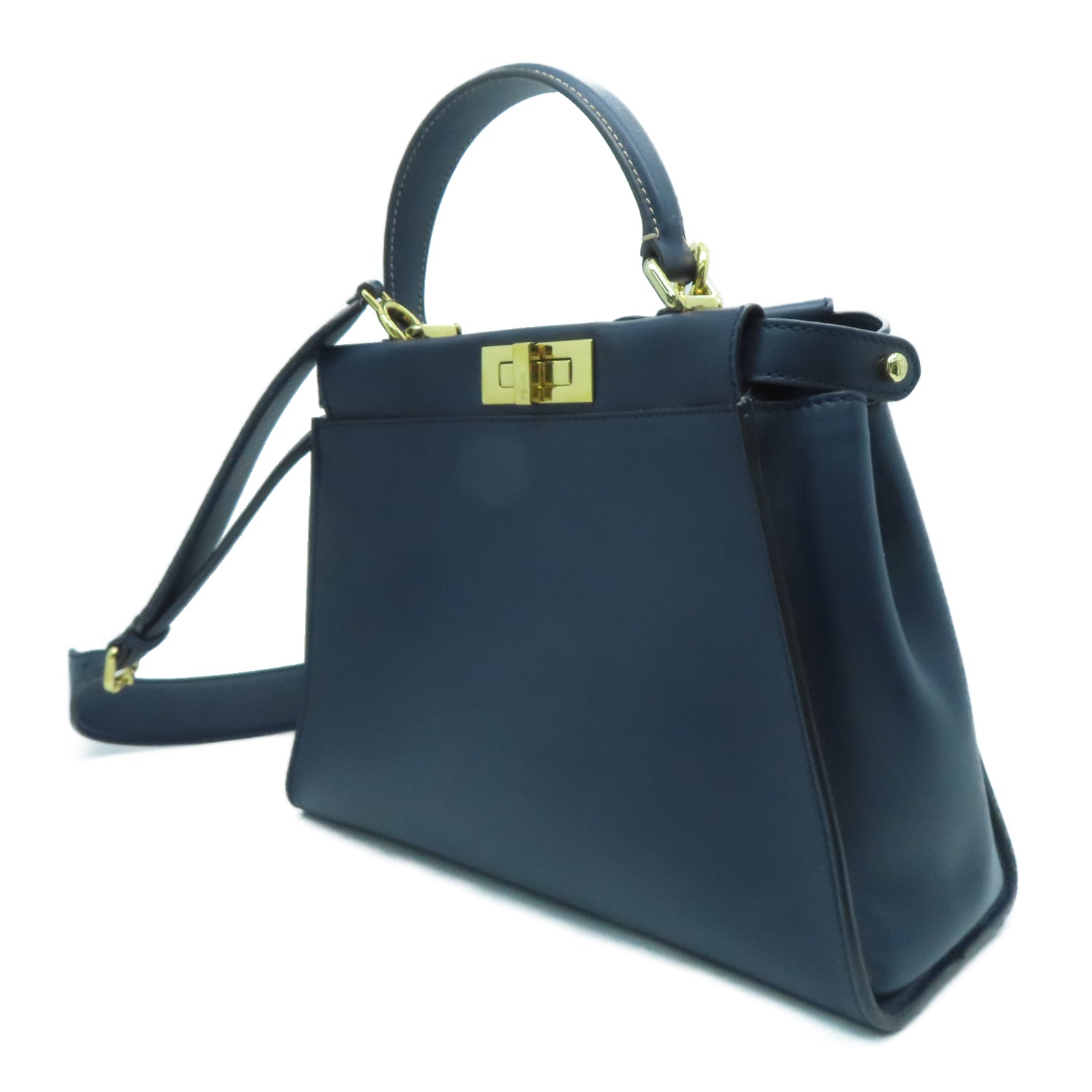 FENDI 【激減優惠】牛皮皮革Peekaboo手挽肩背兩用袋藍色