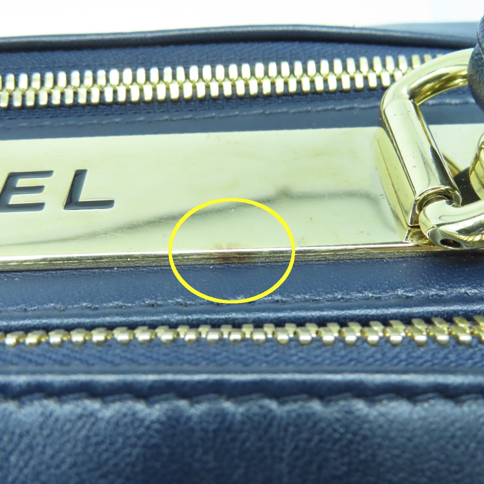 CHANEL 菱格羊皮皮革2way Shoulder Bag金扣手挽肩背兩用袋深藍色
