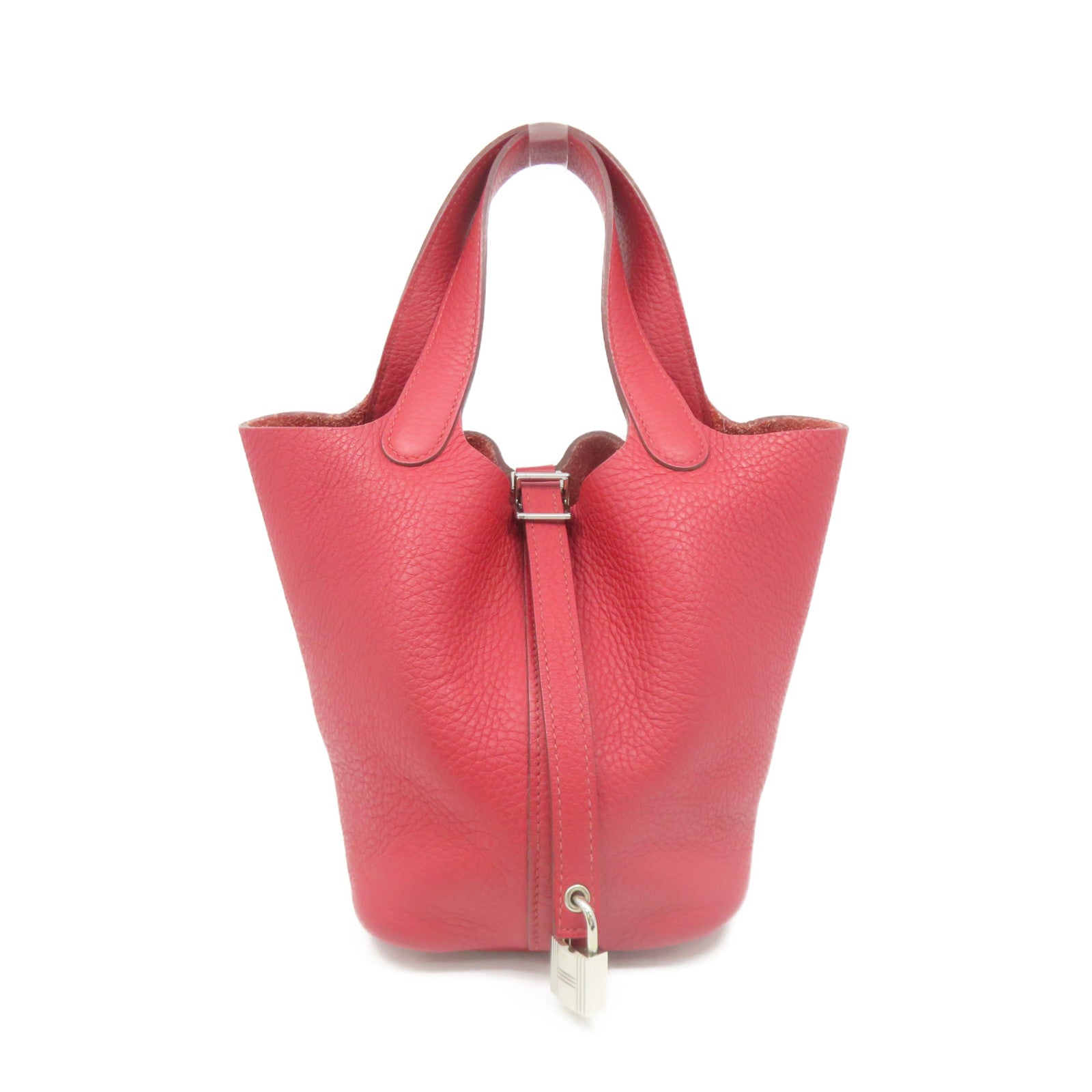 HERMES 【激減優惠】Clemence皮革Picotin PM Hand Bag銀扣手挽袋Rouge Garance色/紅色