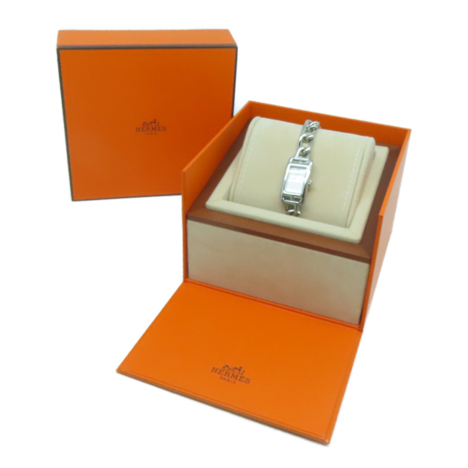 HERMES Nantucket 29mm不鏽鋼手錶石英機芯白色
