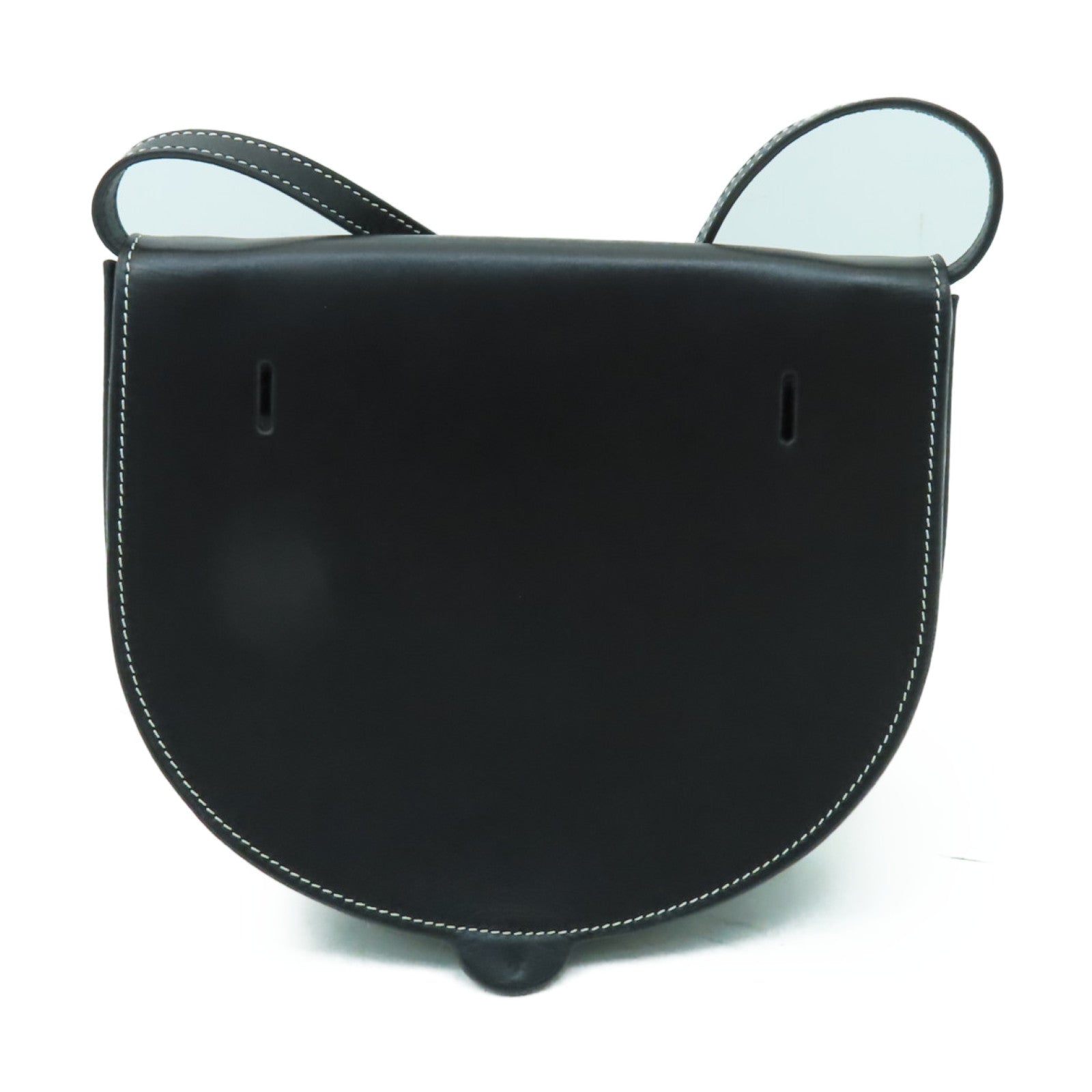LOEWE 牛皮皮革Heel Bag銀扣肩背袋黑色