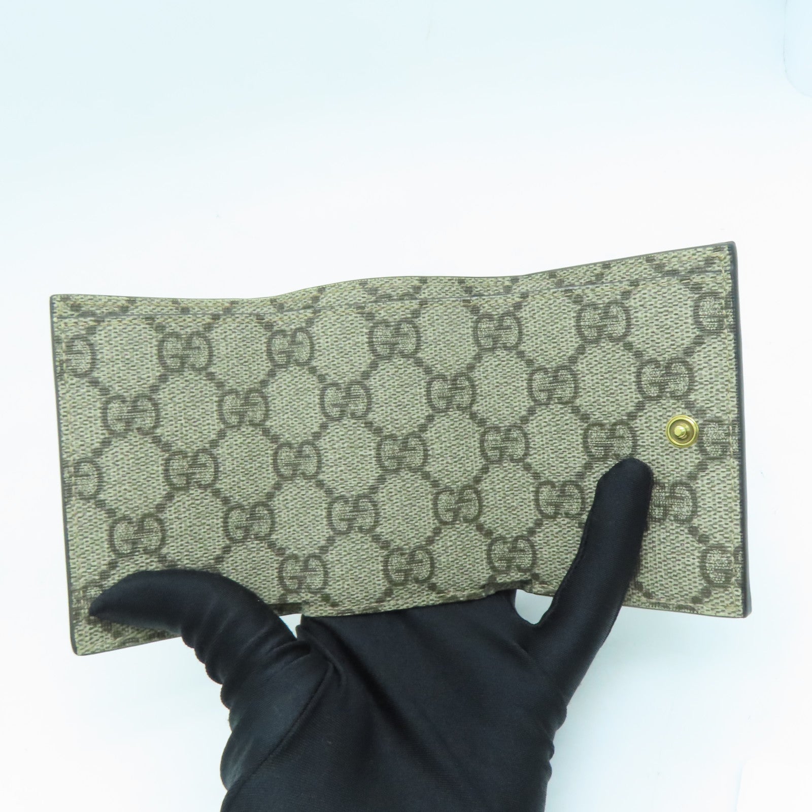 GUCCI Coated Canvas The Hacker Project Wallet Gold Buckle Wallet Brown