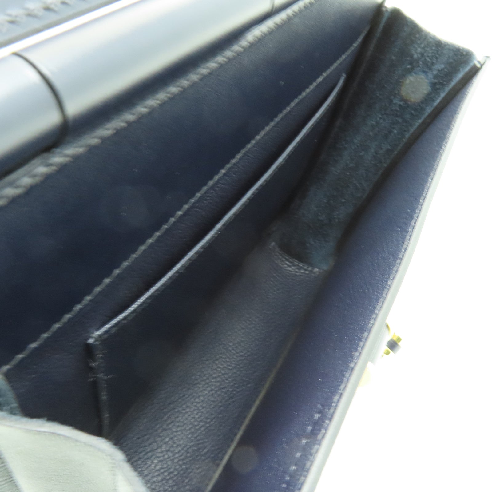 HERMES Epsom皮革Sacabar金扣肩背袋深藍色