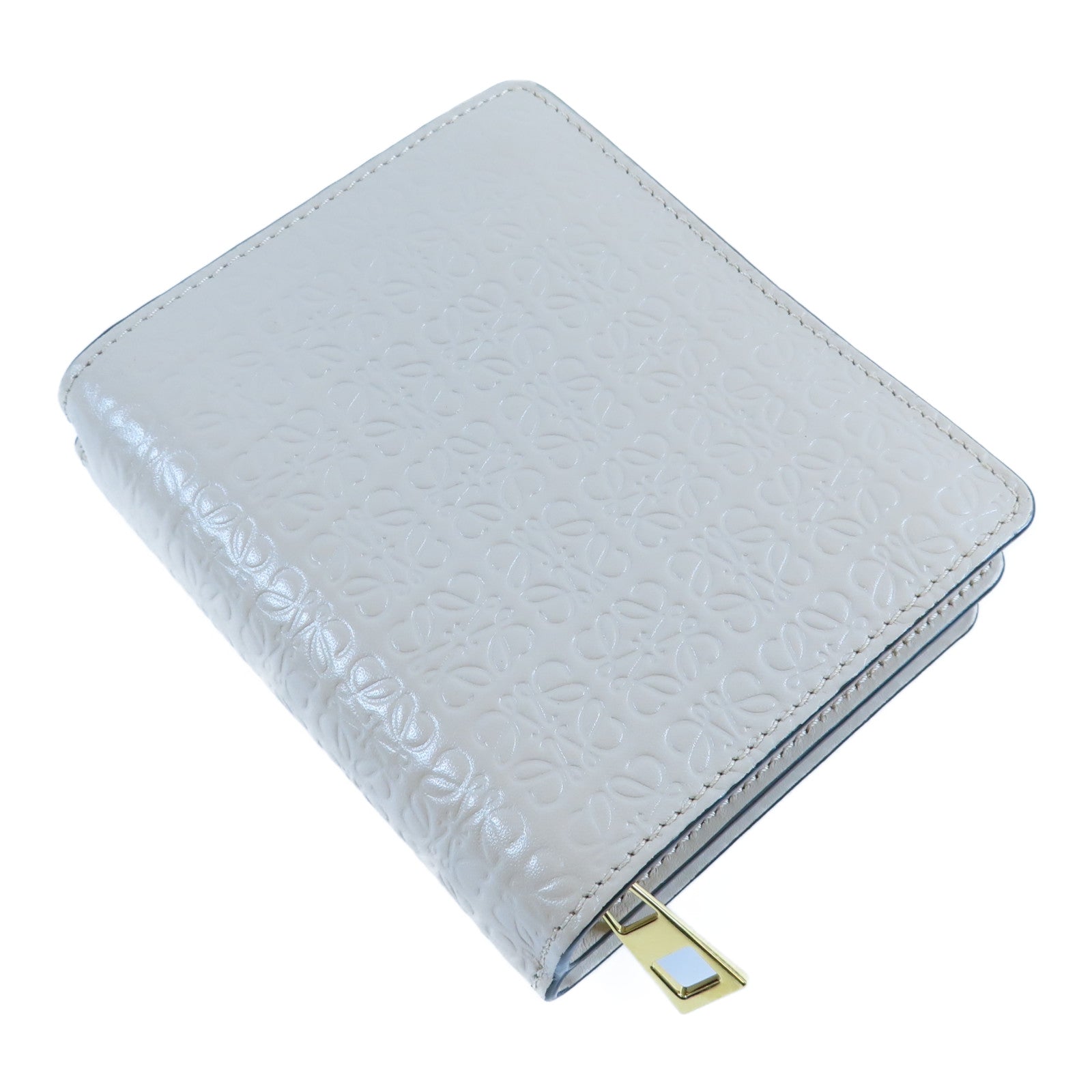 LOEWE 牛皮皮革Wallet金扣錢包米色