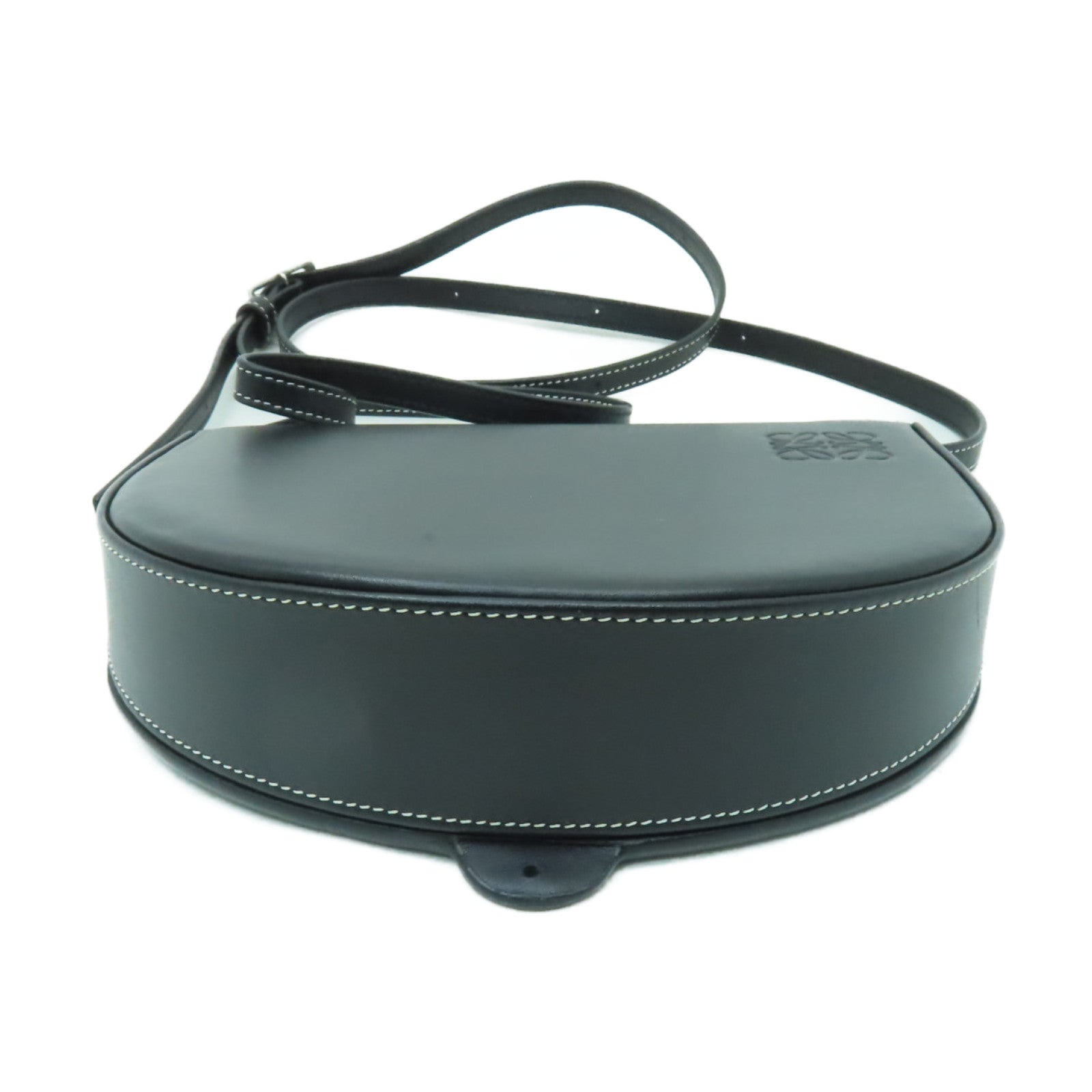 LOEWE 牛皮皮革Heel Bag銀扣肩背袋黑色