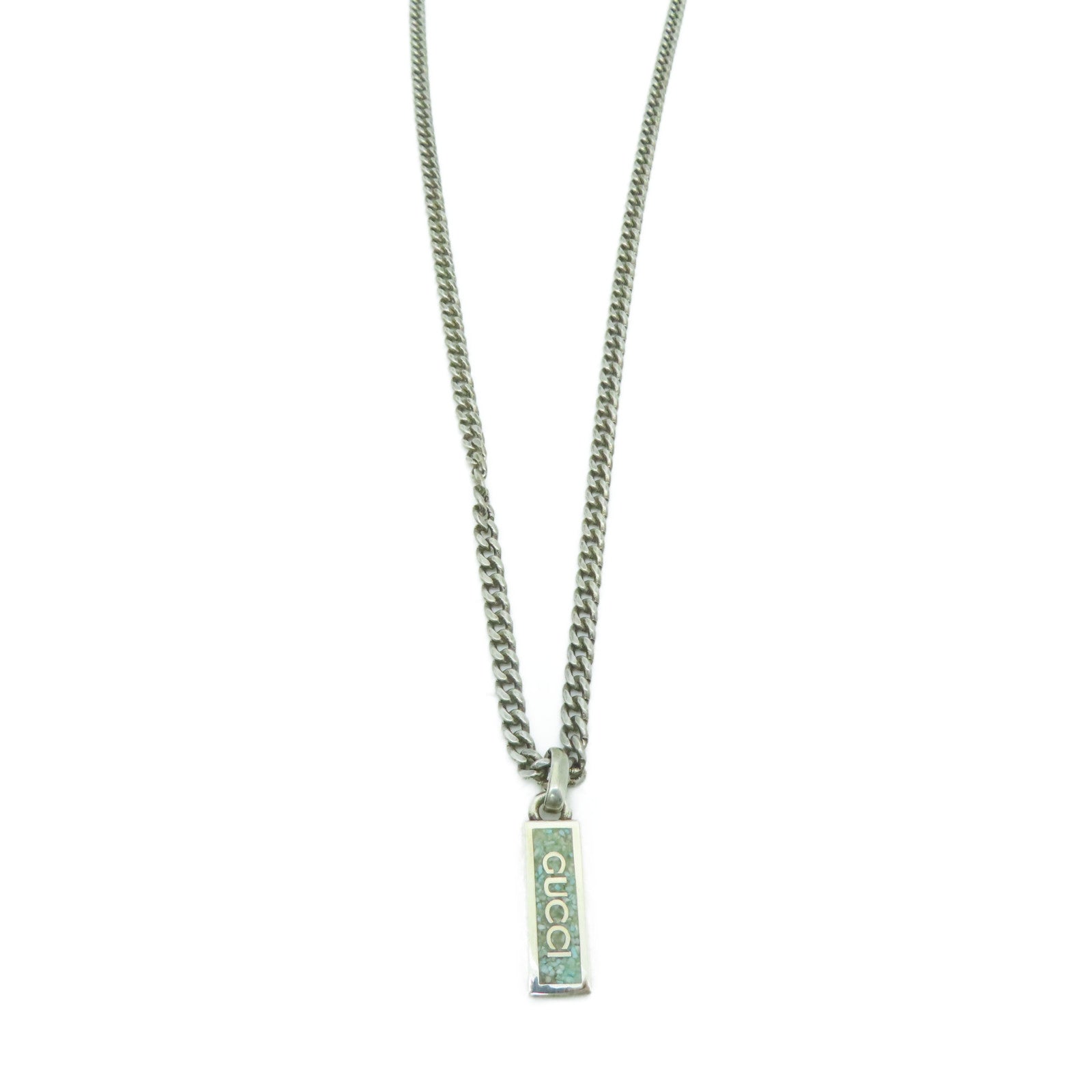 GUCCI 925純銀Necklace項鍊銀色/綠色/藍色