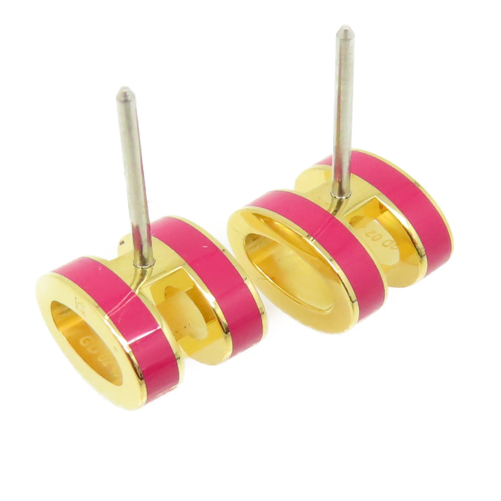 HERMES 金屬/琺瑯Mini Pop H Earrings耳環Rose Extreme玫瑰極限桃紅色