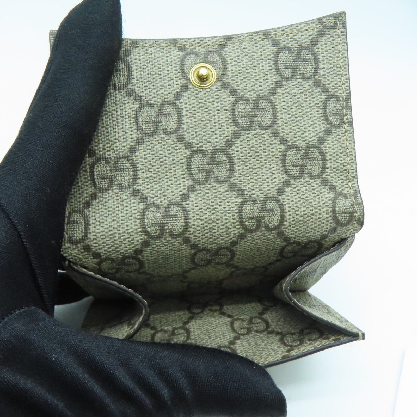 GUCCI Coated Canvas The Hacker Project Wallet Gold Buckle Wallet Brown