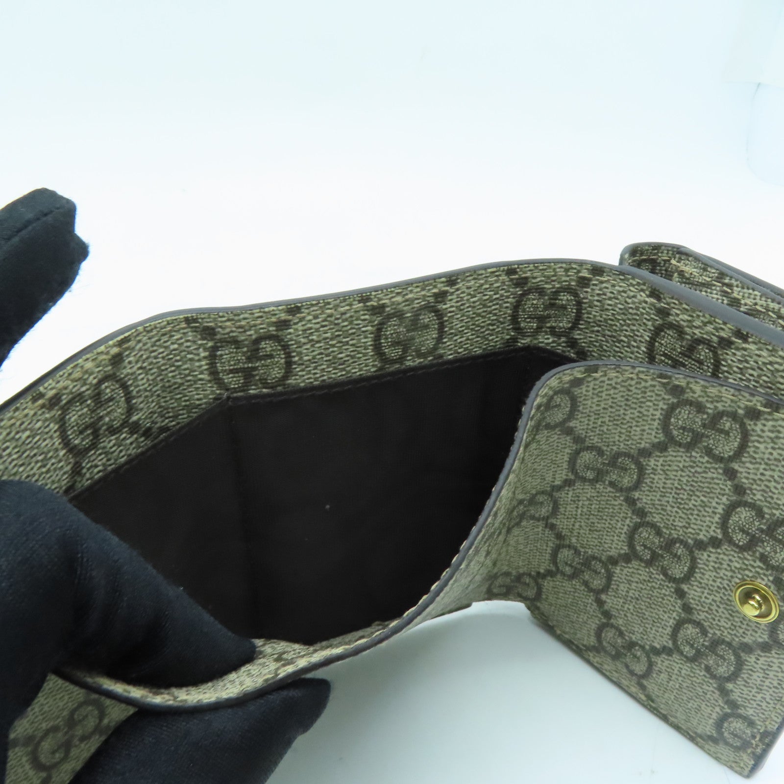 GUCCI Coated Canvas The Hacker Project Wallet Gold Buckle Wallet Brown
